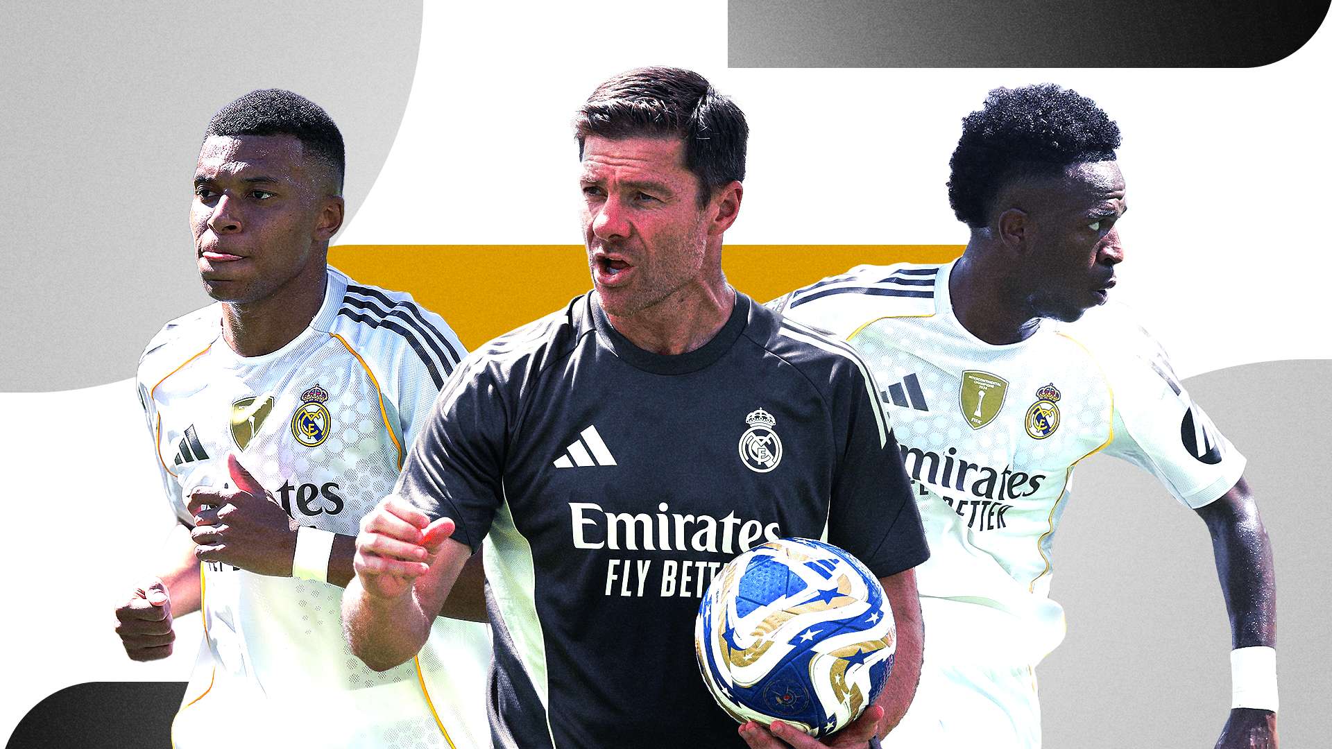 تشابي ألونسو مع فينيسيوس ومبابي