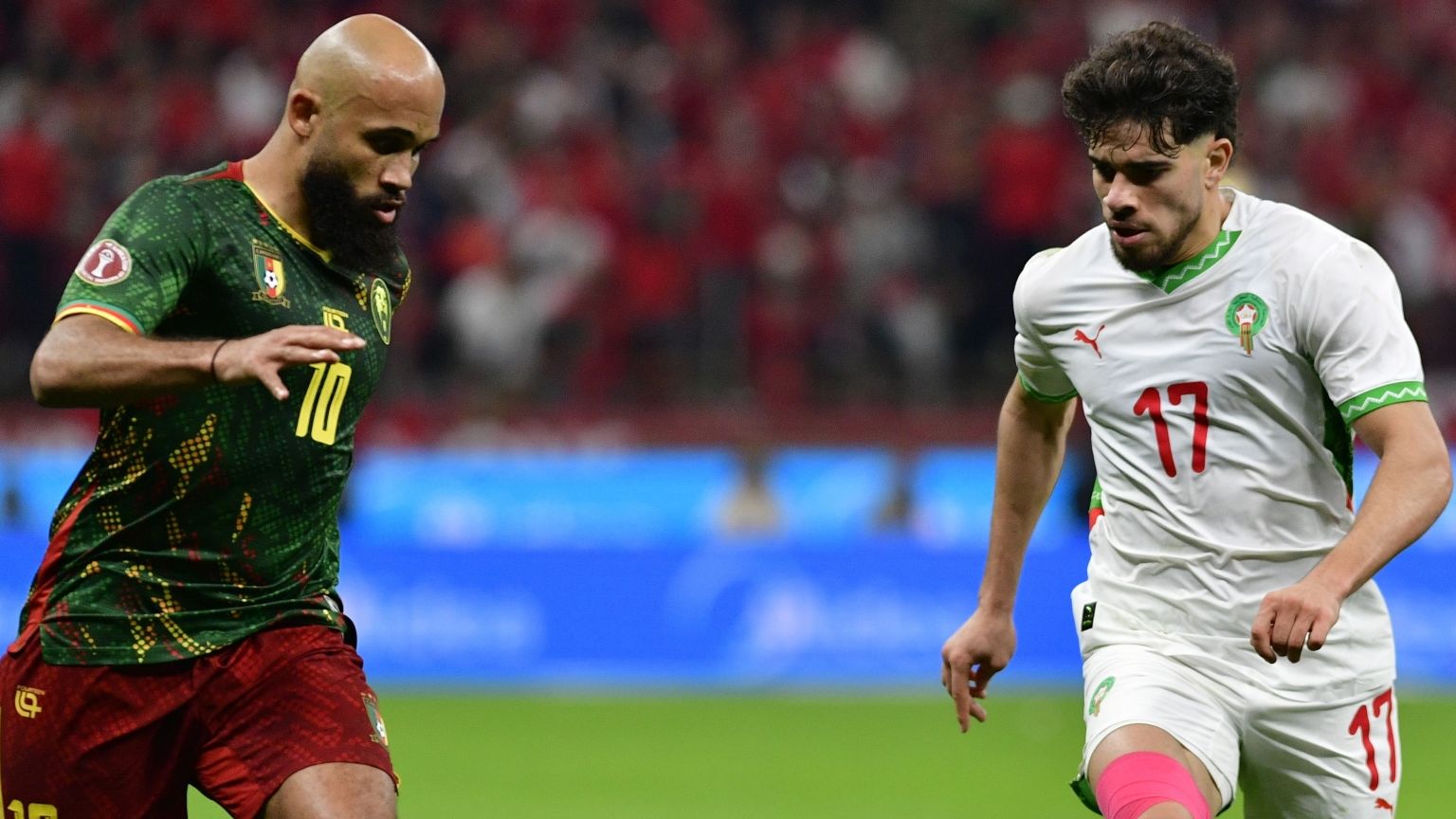 Bryan Mbeumo and Abdessamad Ezzalzouli, Cameroon vs Morocco