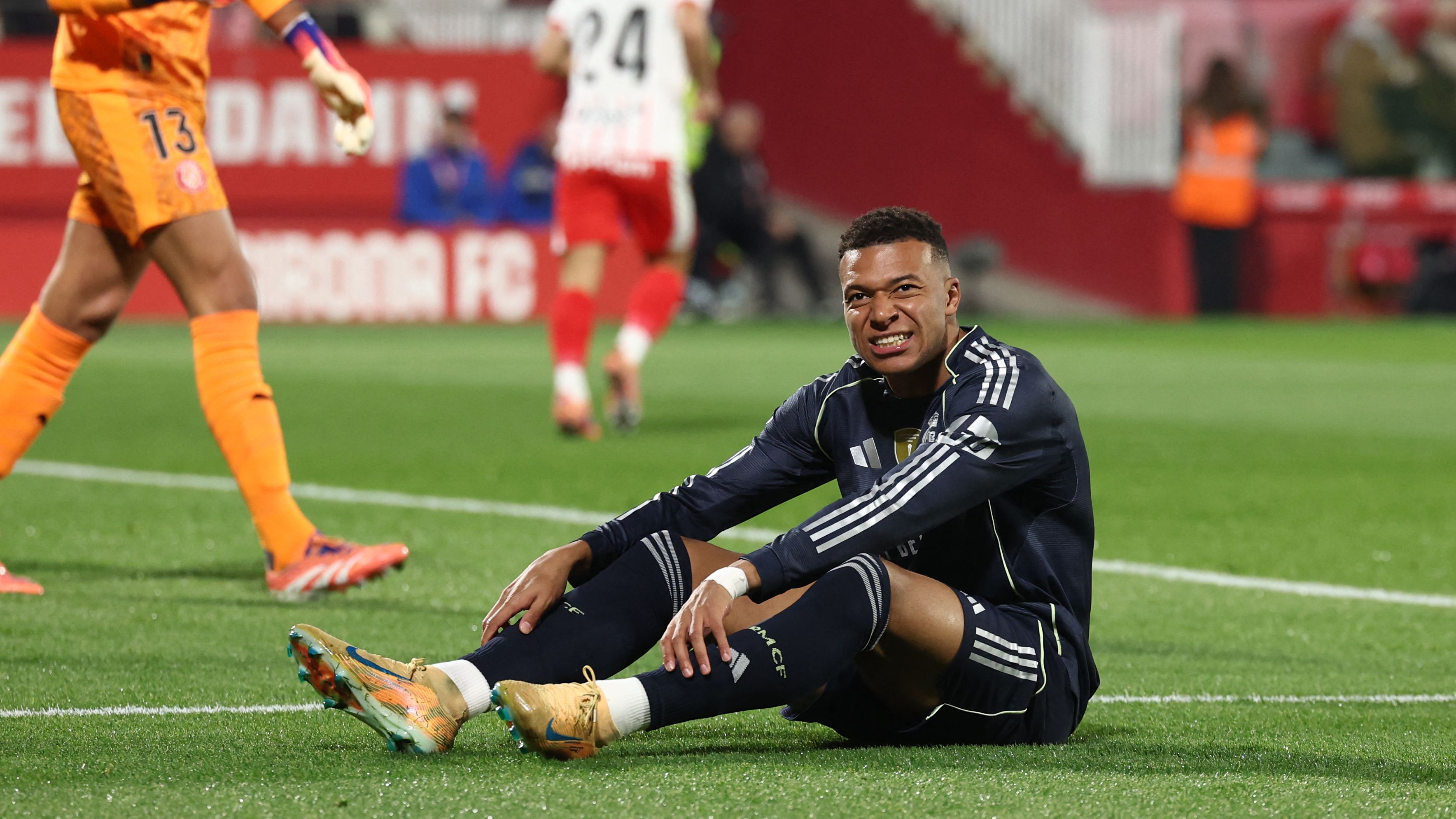 Mbappé reacts after Real Madrid's 1-1 draw with Girona at Montilivi