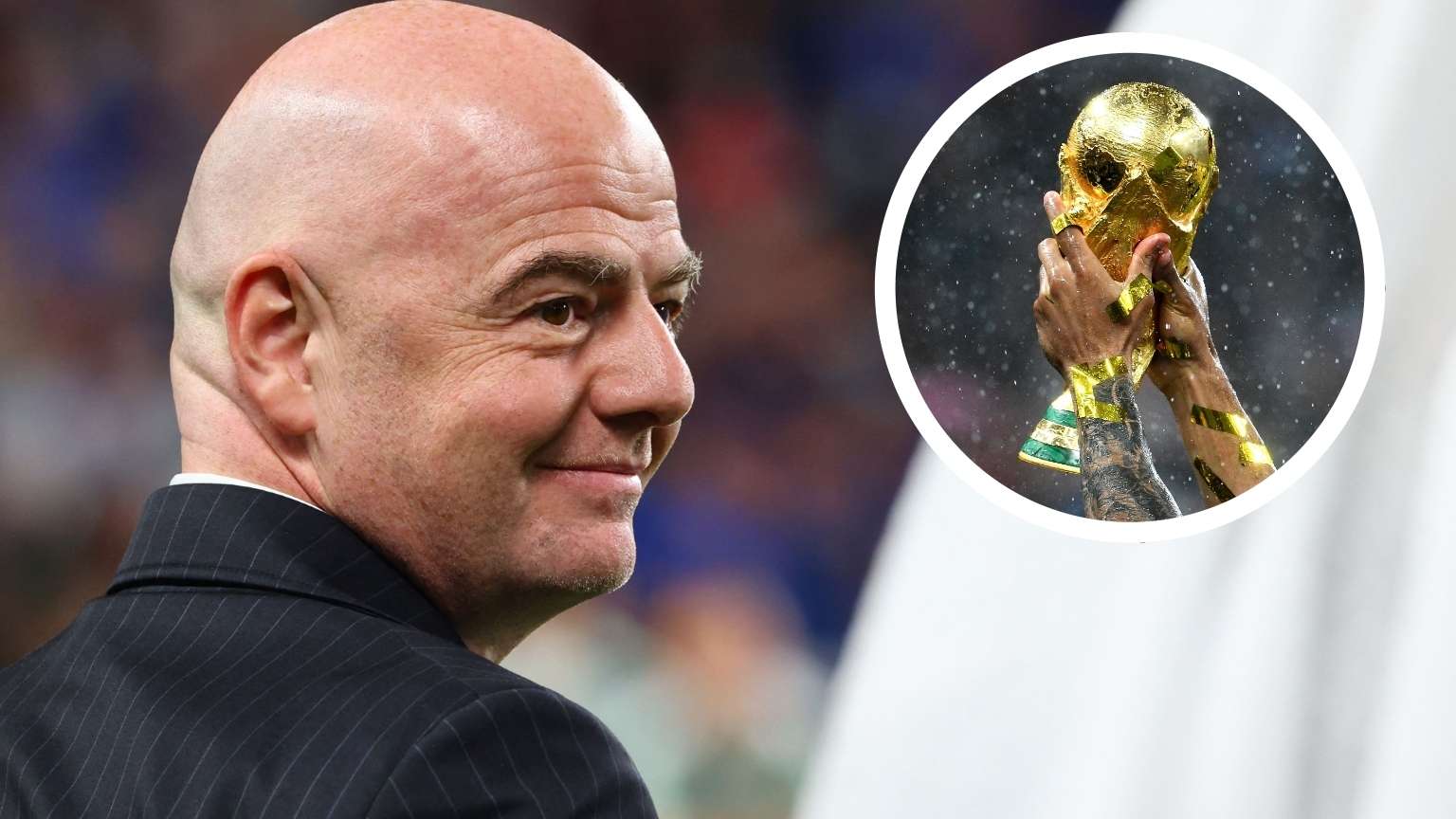 Gianni Infantino World Cup trophy collage