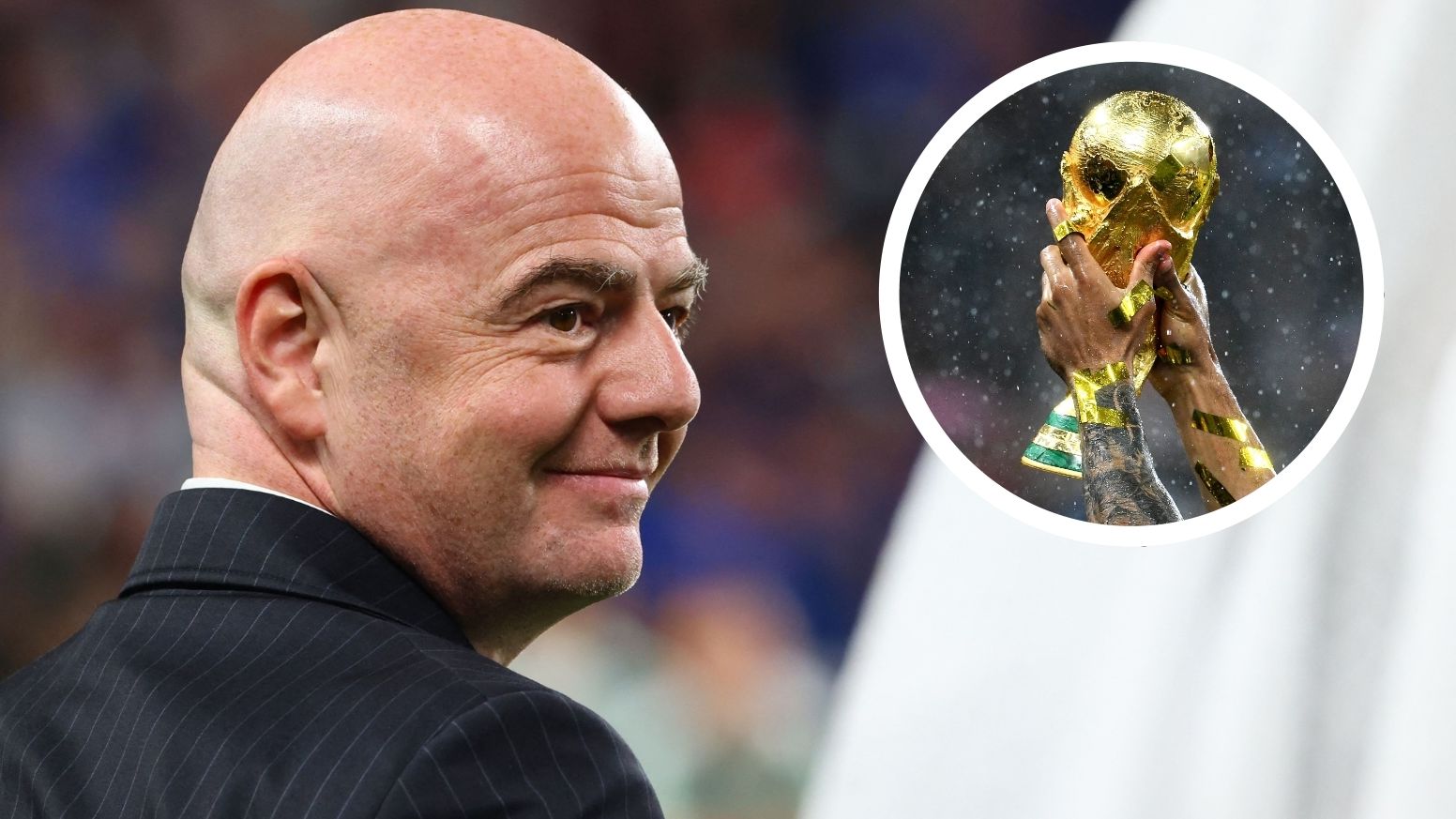 Gianni Infantino World Cup trophy collage