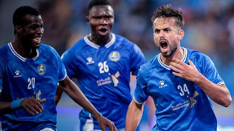 احتفال لاعبي السلط الأردني