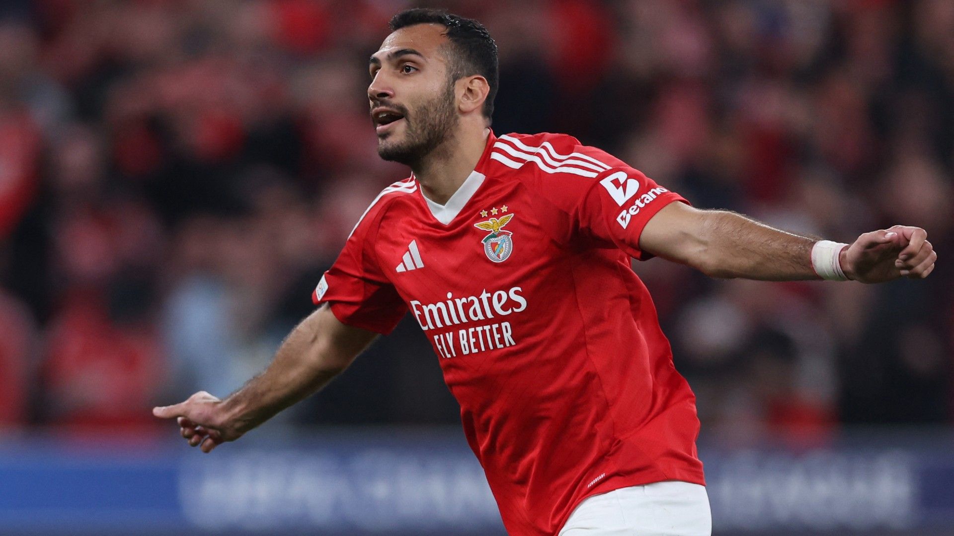 Benfica's Greek forward #14 Vangelis Pavlidis celebrates 