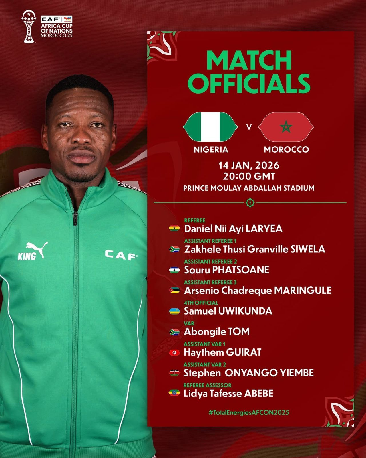حكام مباراة المغرب ونيجيريا