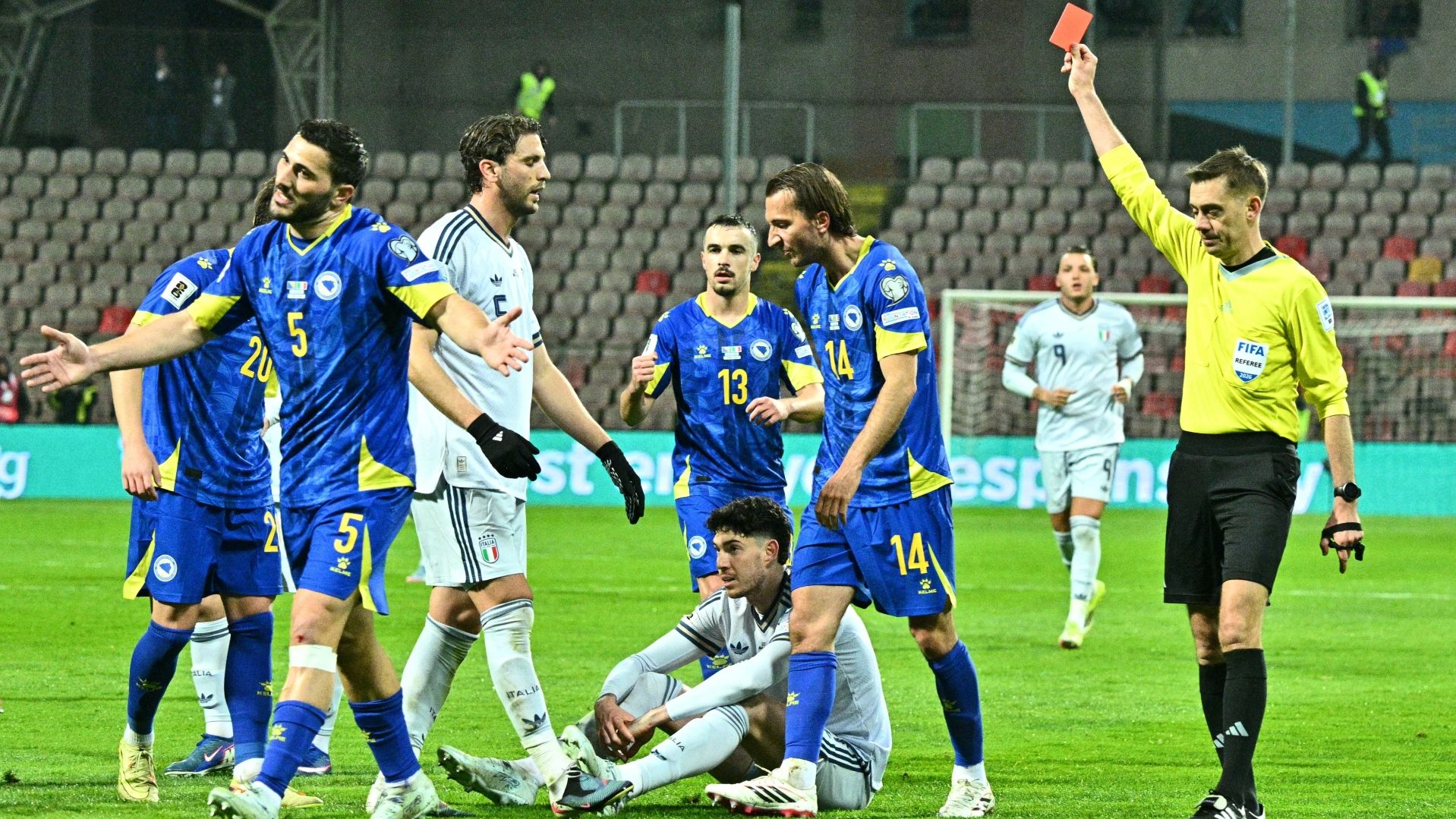 Alessandro Bastoni Bosnia Italy red-card moment