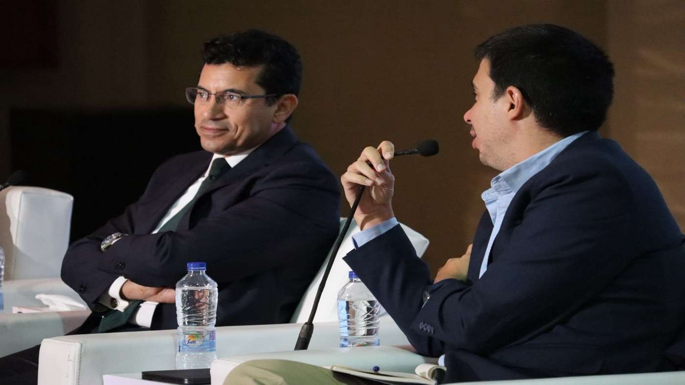 Immagine di Ashraf Sobhy durante la dichiarazione sul caso terreno di Zamalek