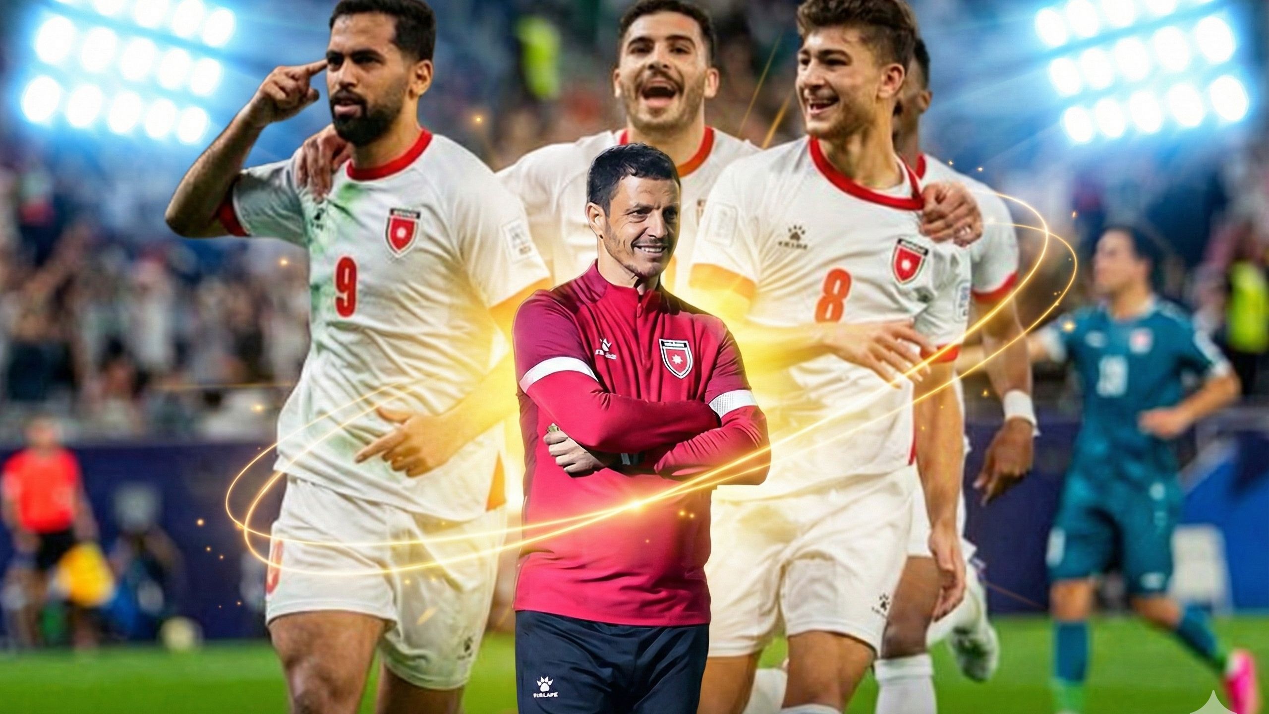 Supporters jordaniens célébrant la victoire sur l’Irak lors de la Coupe arabe 2025 à Doha