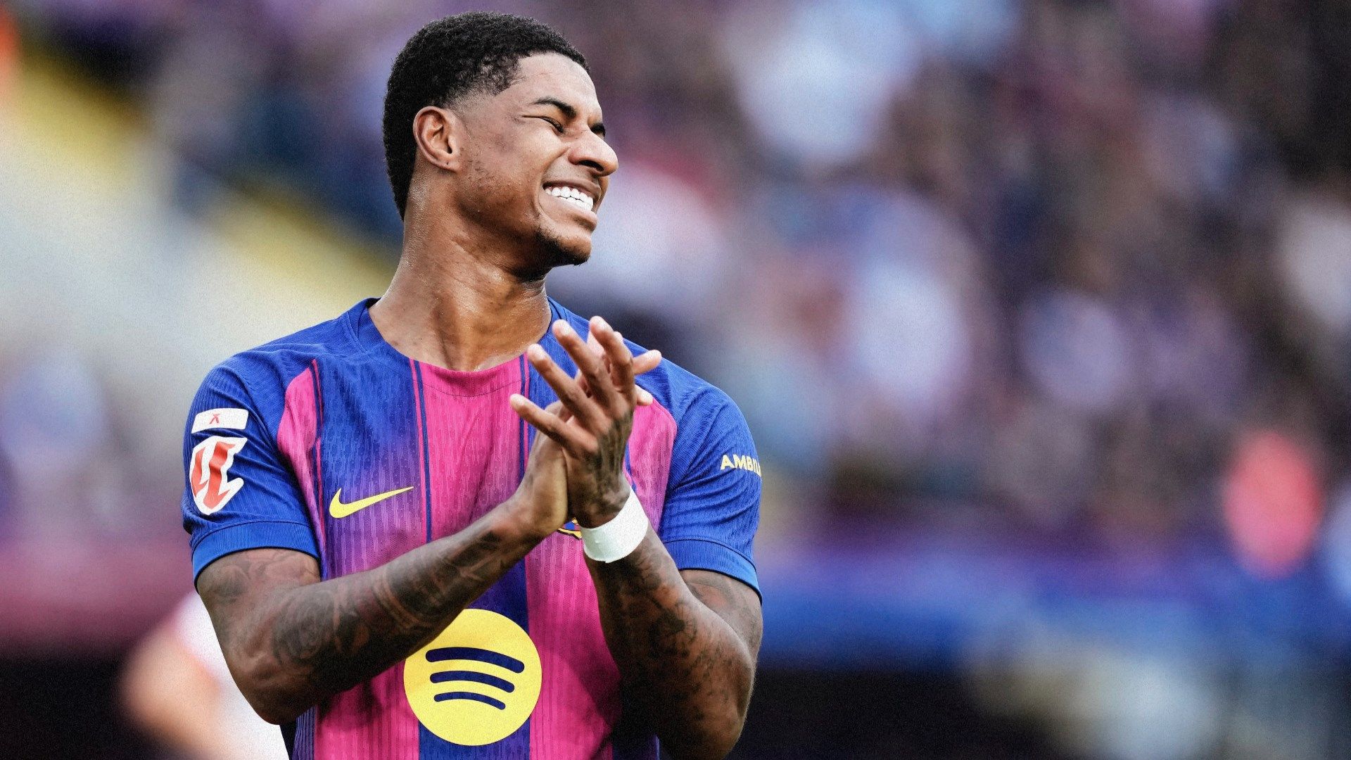 Marcus Rashford in action vs Girona