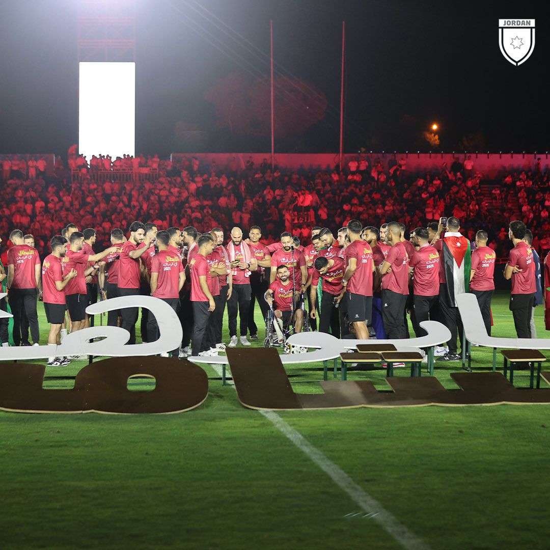 احتفال لاعبي منتخب الأردن