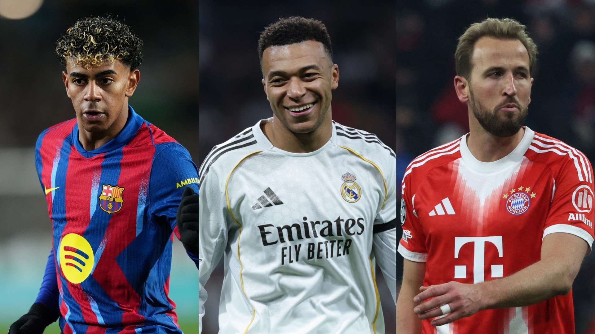 Lamine Yamal Barcelona Kylian Mbappe Real Madrid Harry Kane Bayern Munich 2025-26