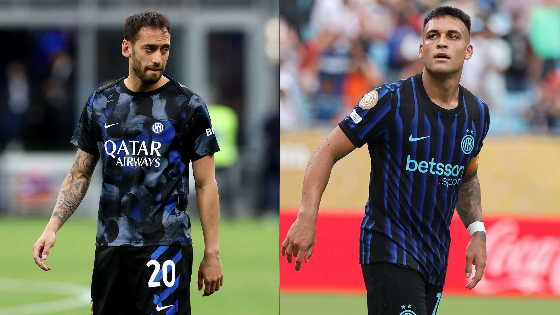 Hakan Calhanoglu and Lautaro Martinez
