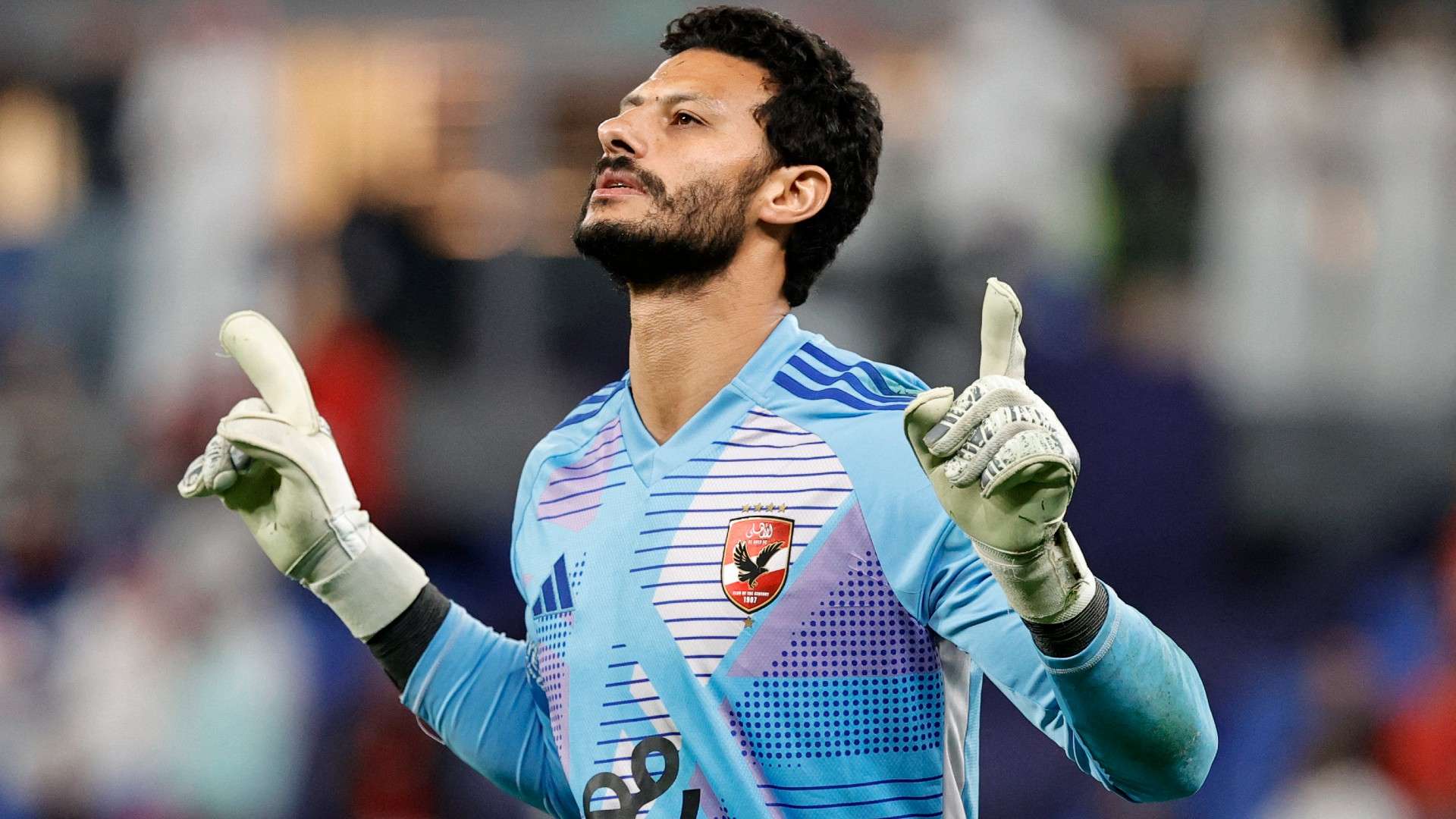 Ahly's Egyptian goalkeeper #1 Mohamed el-Shenawy gestures