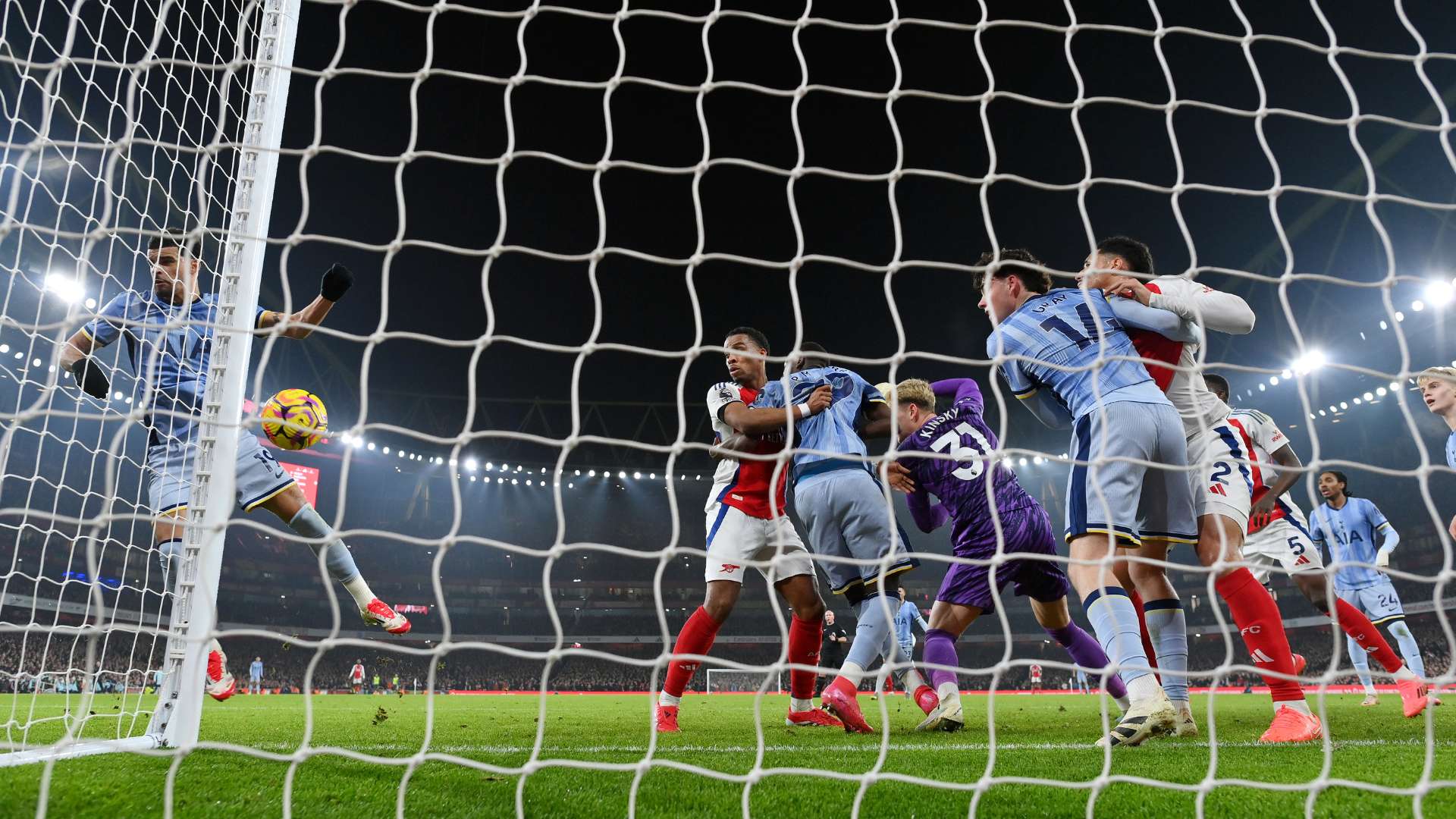 Dominic Solanke of Tottenham Hotspur scores an own-goal during the Premier League match