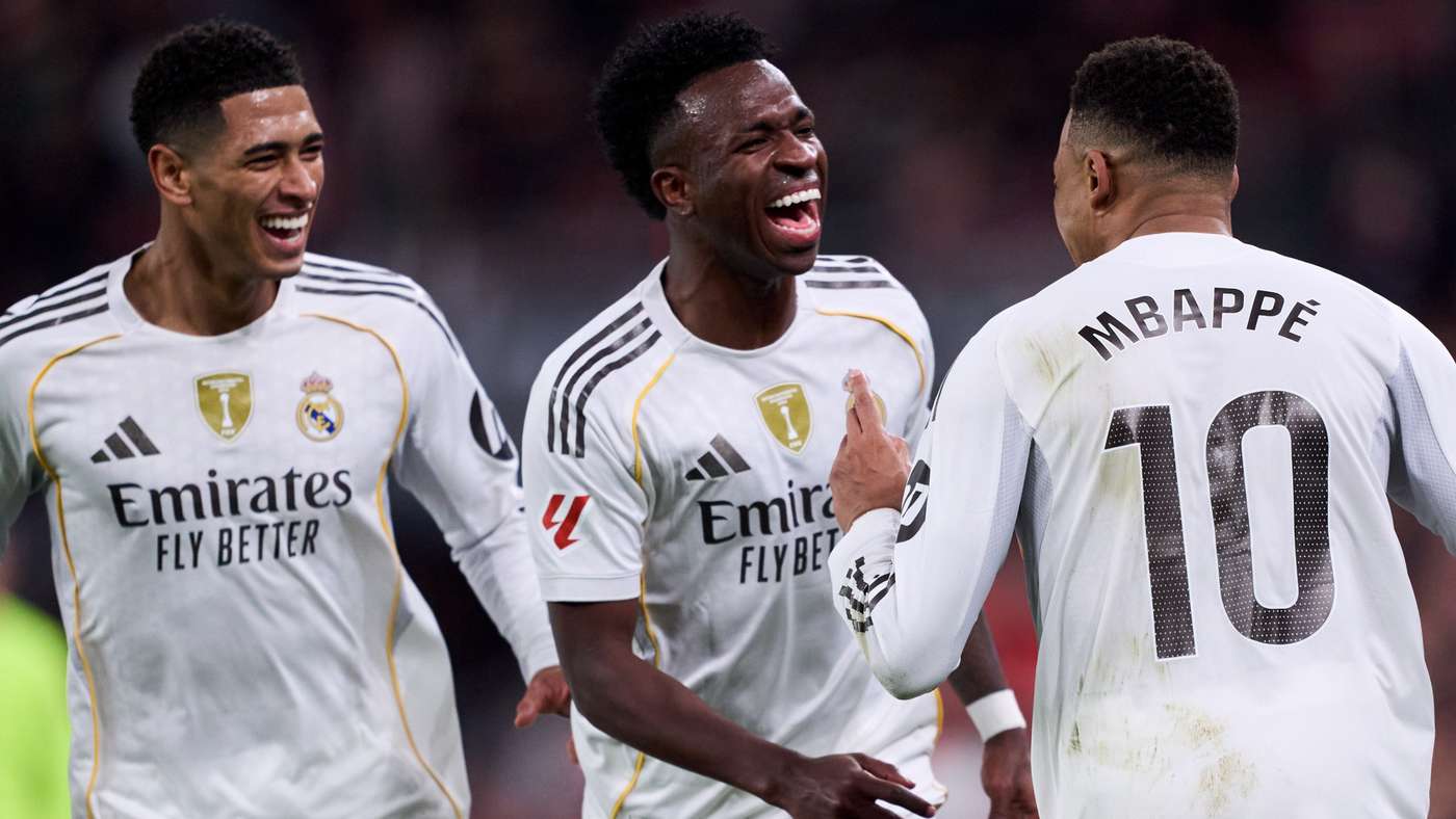 Jude Bellingham Vinicius Junior Kylian Mbappe Real Madrid 2025-26
