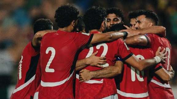 احتفال لاعبي منتخب مصر