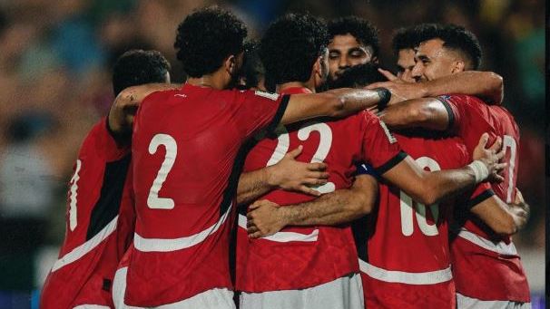 احتفال لاعبي منتخب مصر