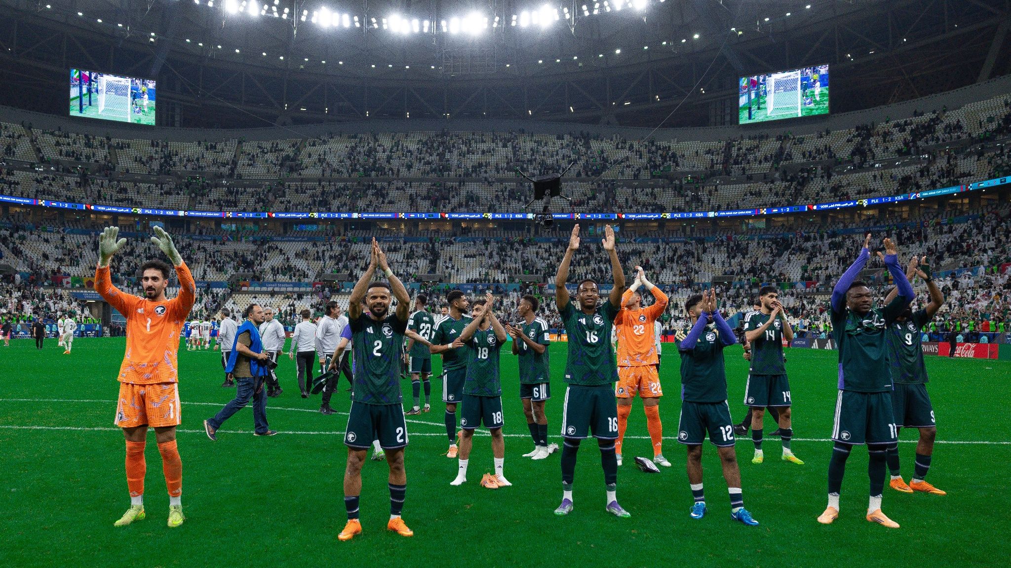 Photo de l'équipe nationale saoudienne pendant la Coupe arabe 2025 au Qatar