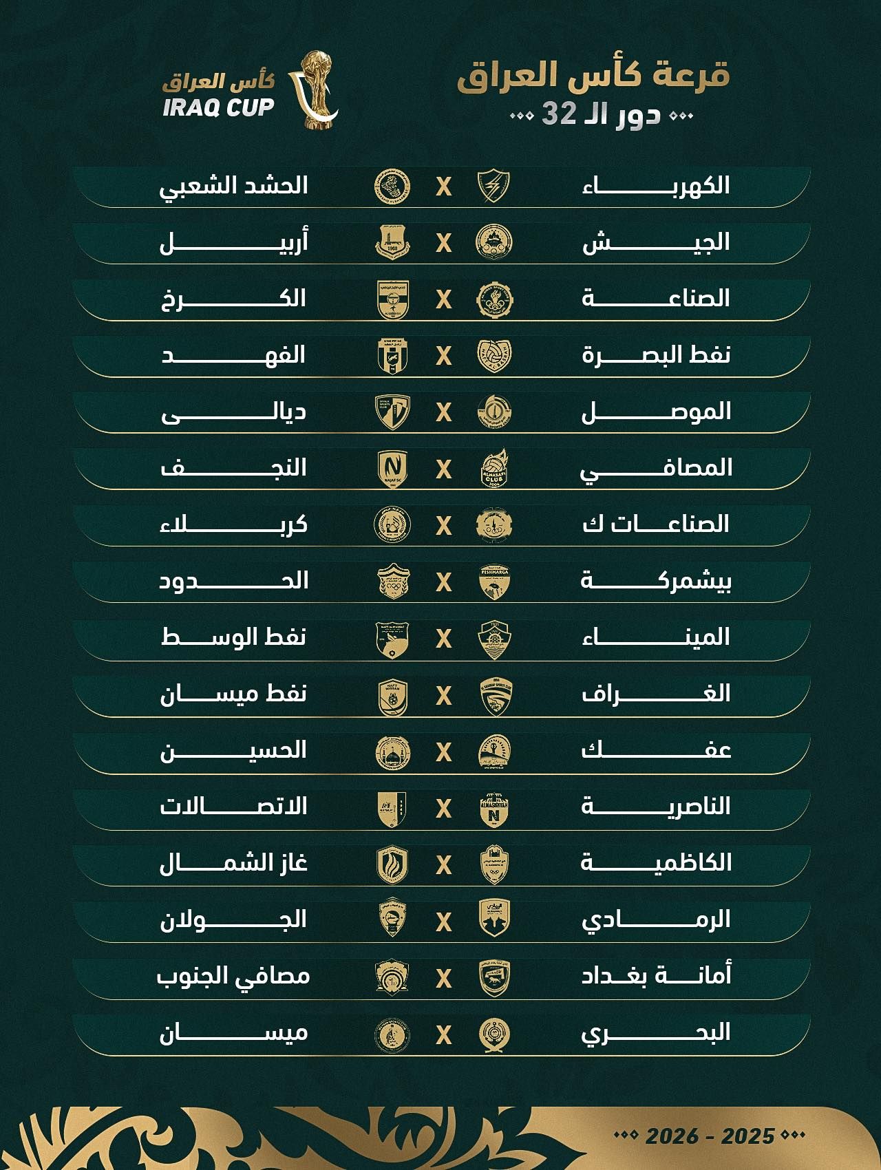 نتيجة قرعة كأس العراق