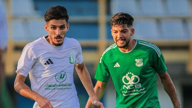 مباراة الأهلي طرابلس ضد الأخضر في سداسي التتويج