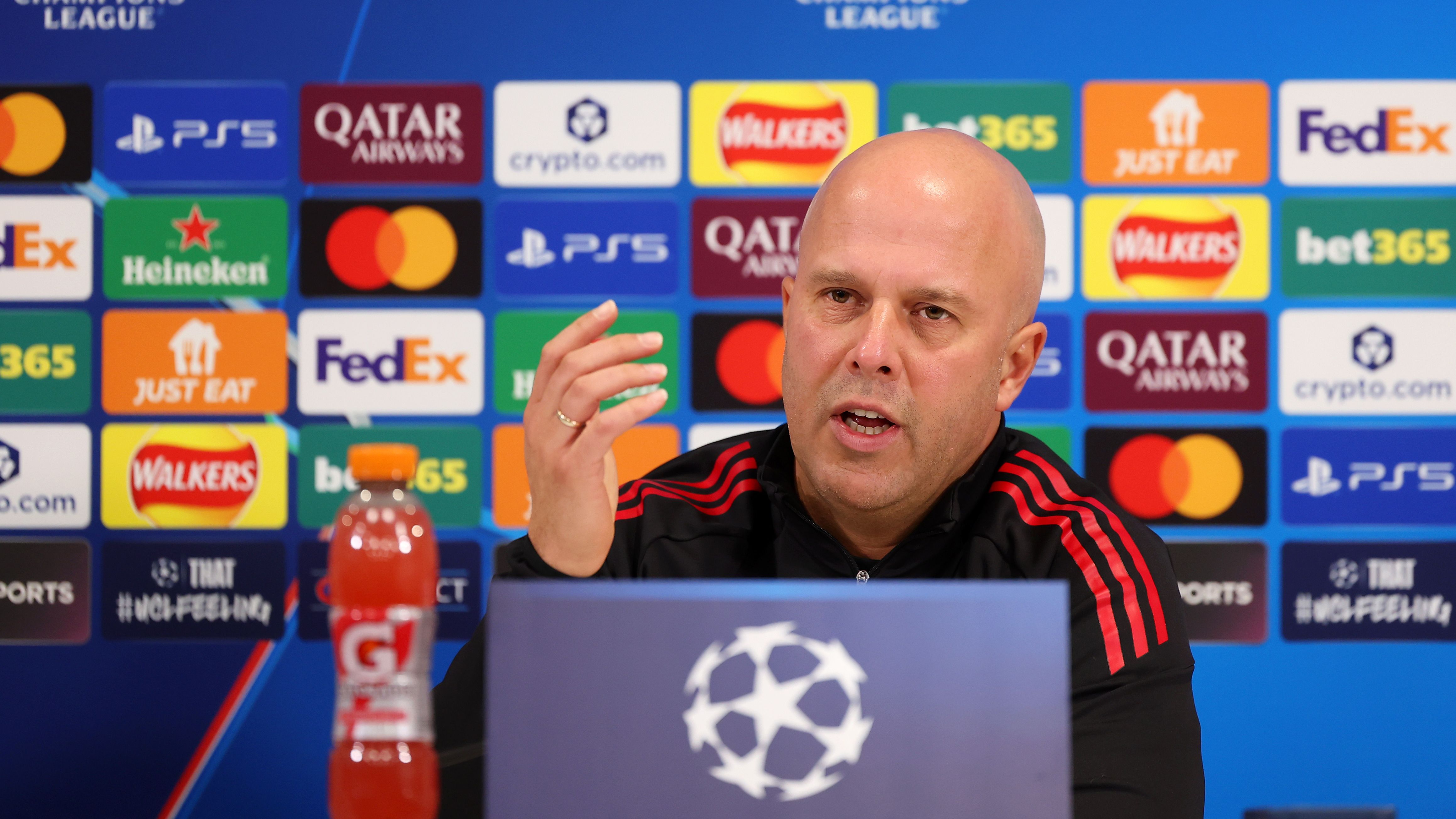 Liverpool FC Training Session And Press Conference - UEFA Champions League 2025/26 League Phase MD5