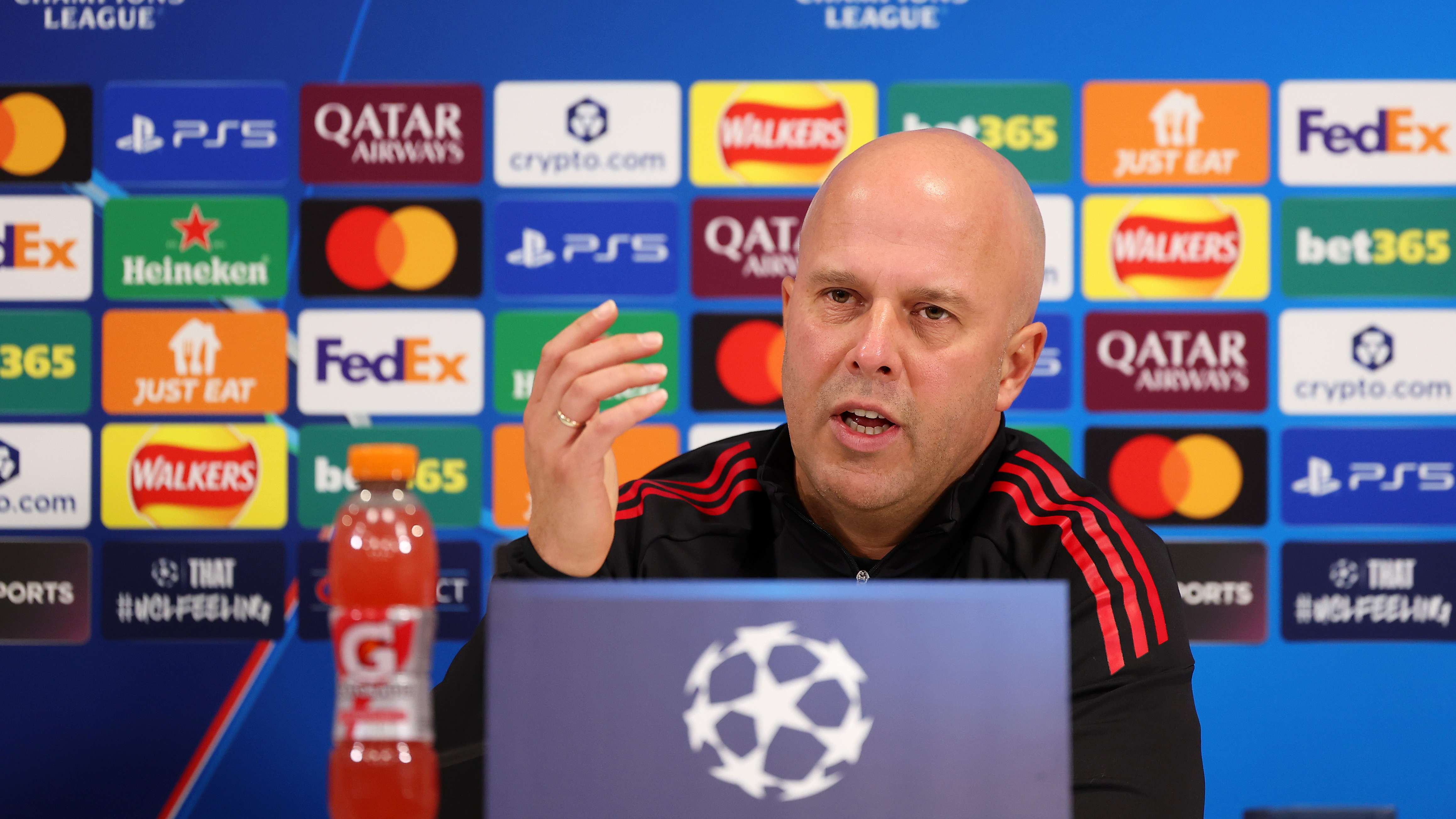 Liverpool FC Training Session And Press Conference - UEFA Champions League 2025/26 League Phase MD5