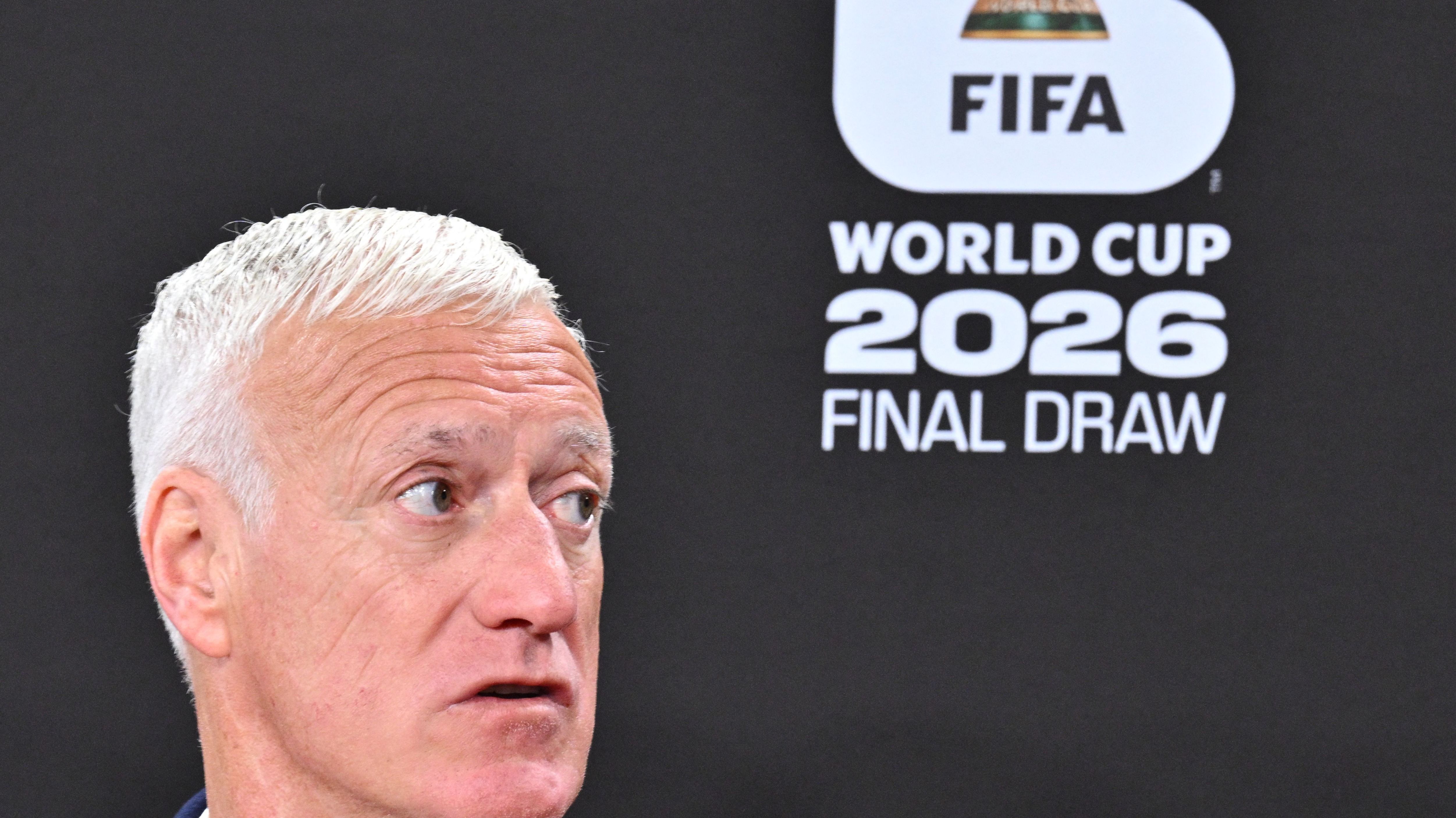 France coach Didier Deschamps reacts to the 2026 World Cup group draw