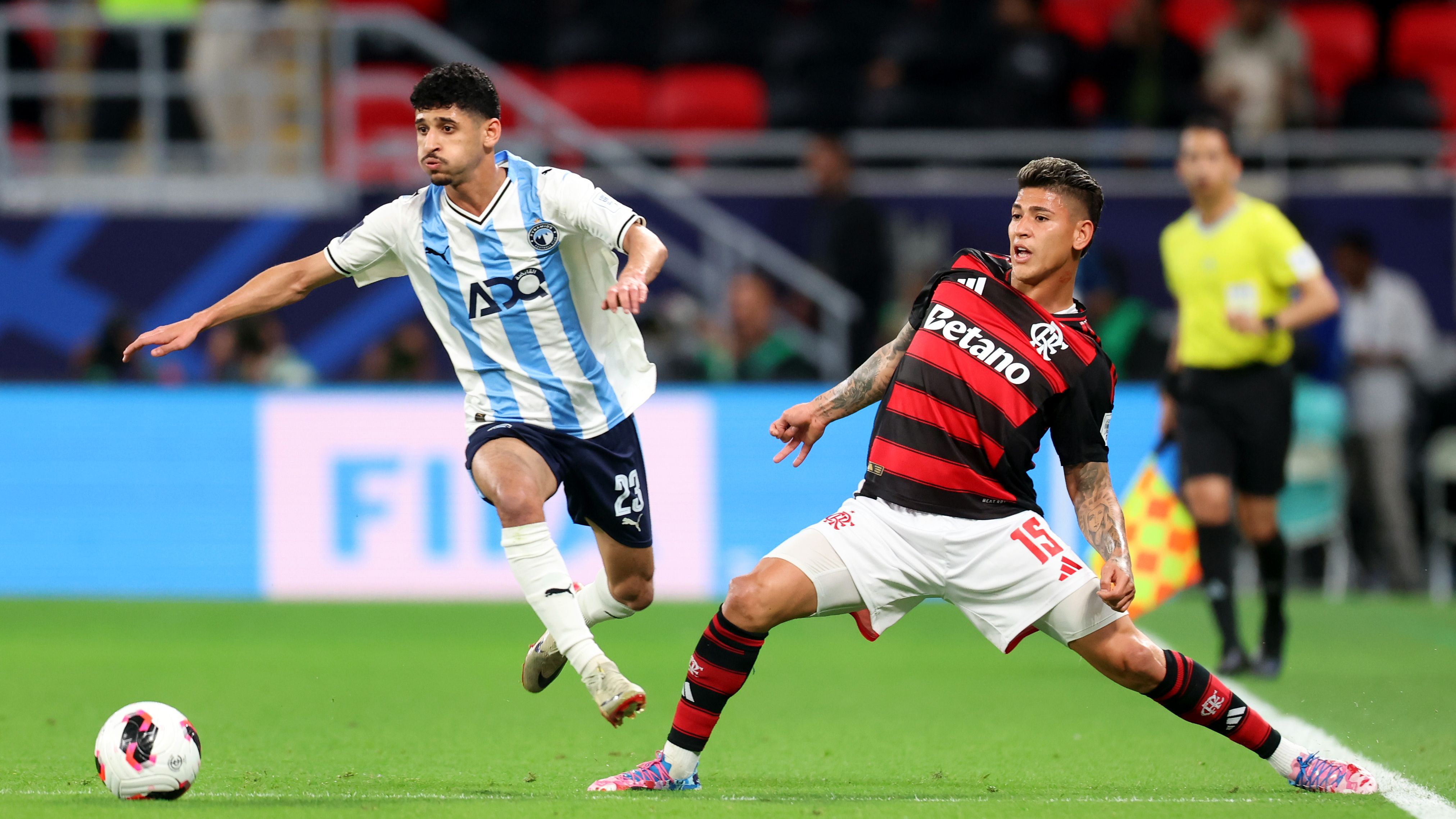 Roberto Firmino attends Flamengo vs Pyramids in Doha for the Club World Cup