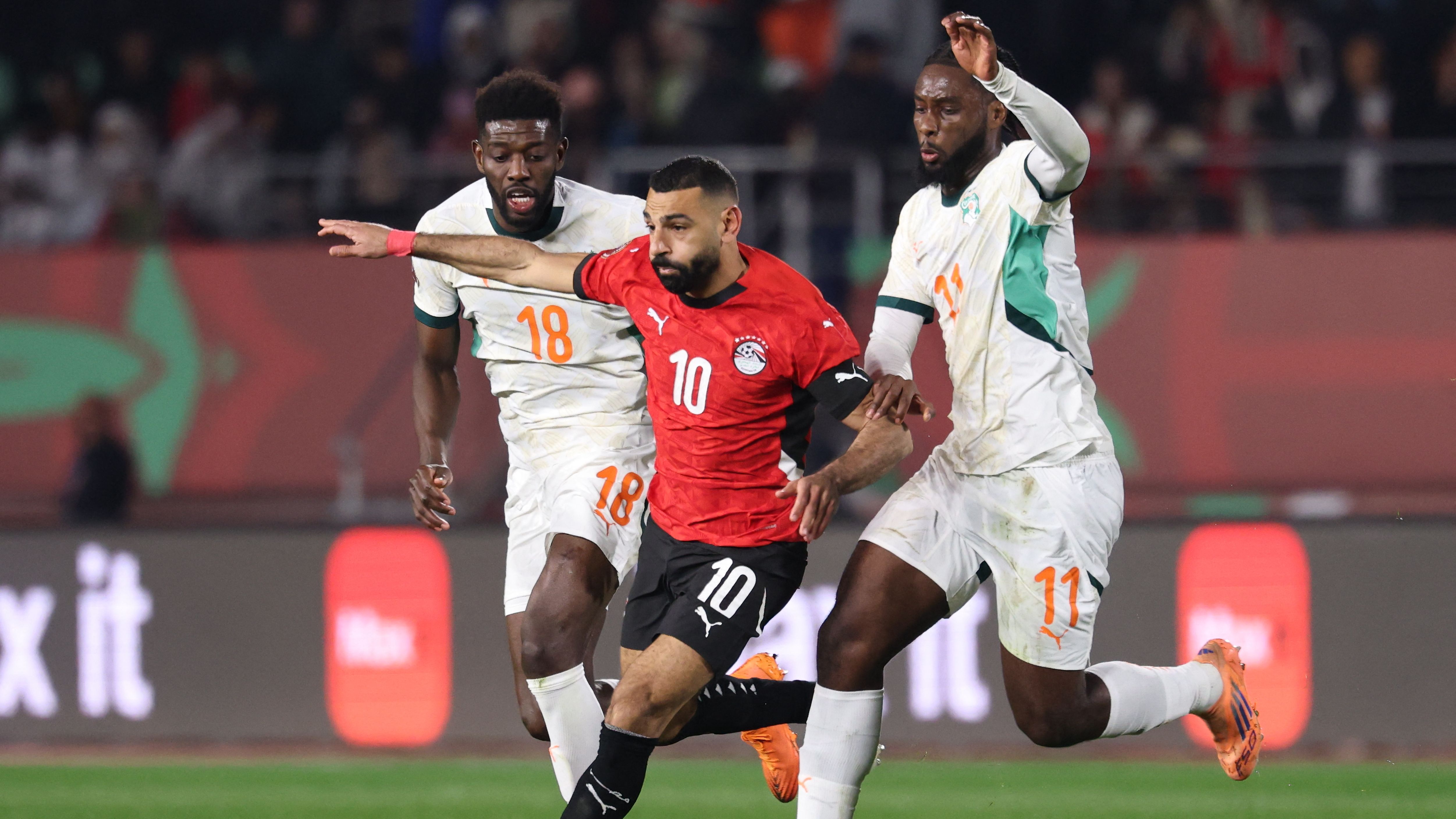 Egypt's Mohamed Salah against Senegal in AFCON semifinal in Tangier