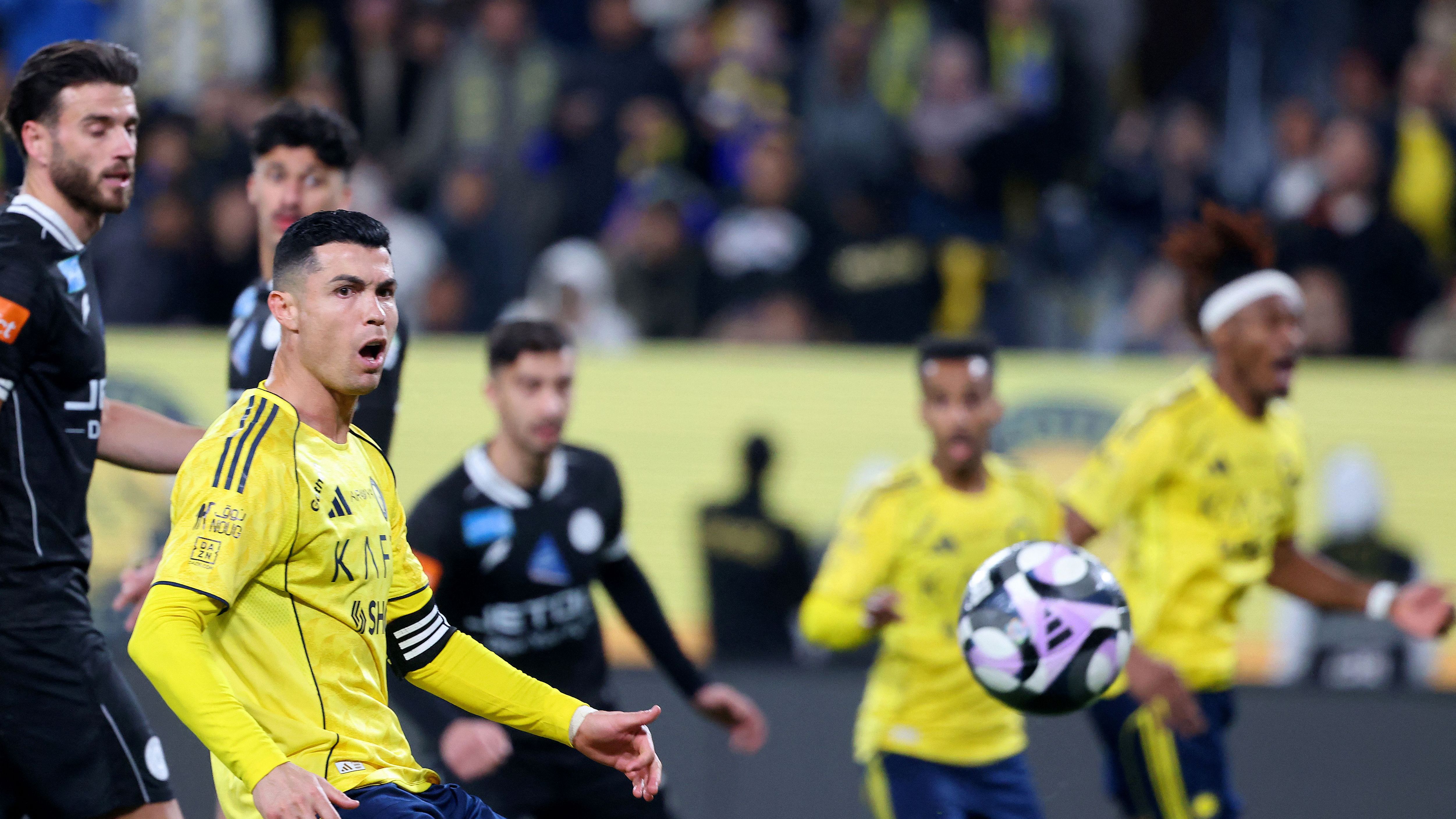 Ronaldo in Riyadh derby Al-Nassr vs Al-Shabab 3-2 January 2026 Getty Images