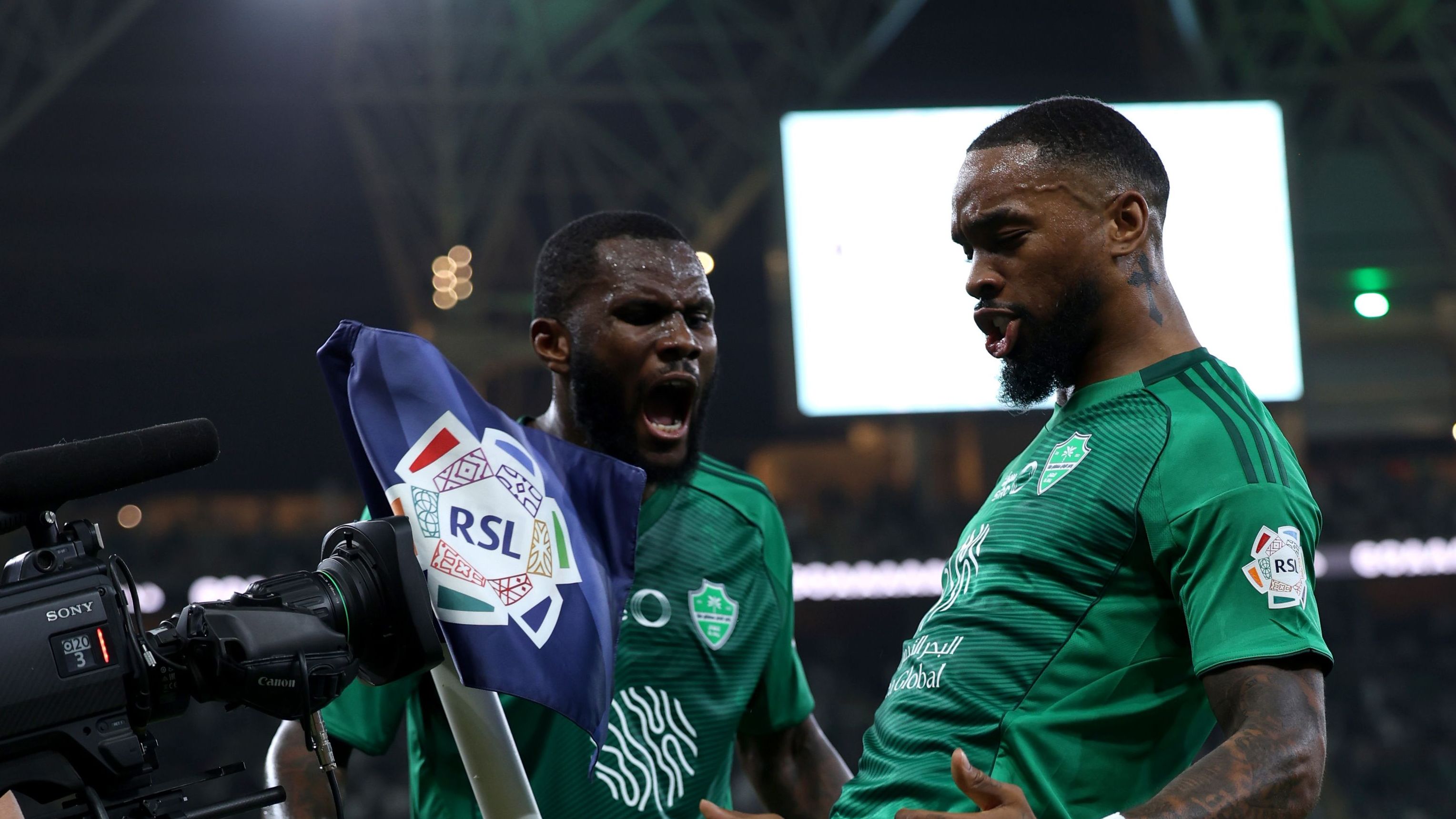 Ivan Toney derby celebration corner flag Jeddah Al Ahli vs Al Ittihad