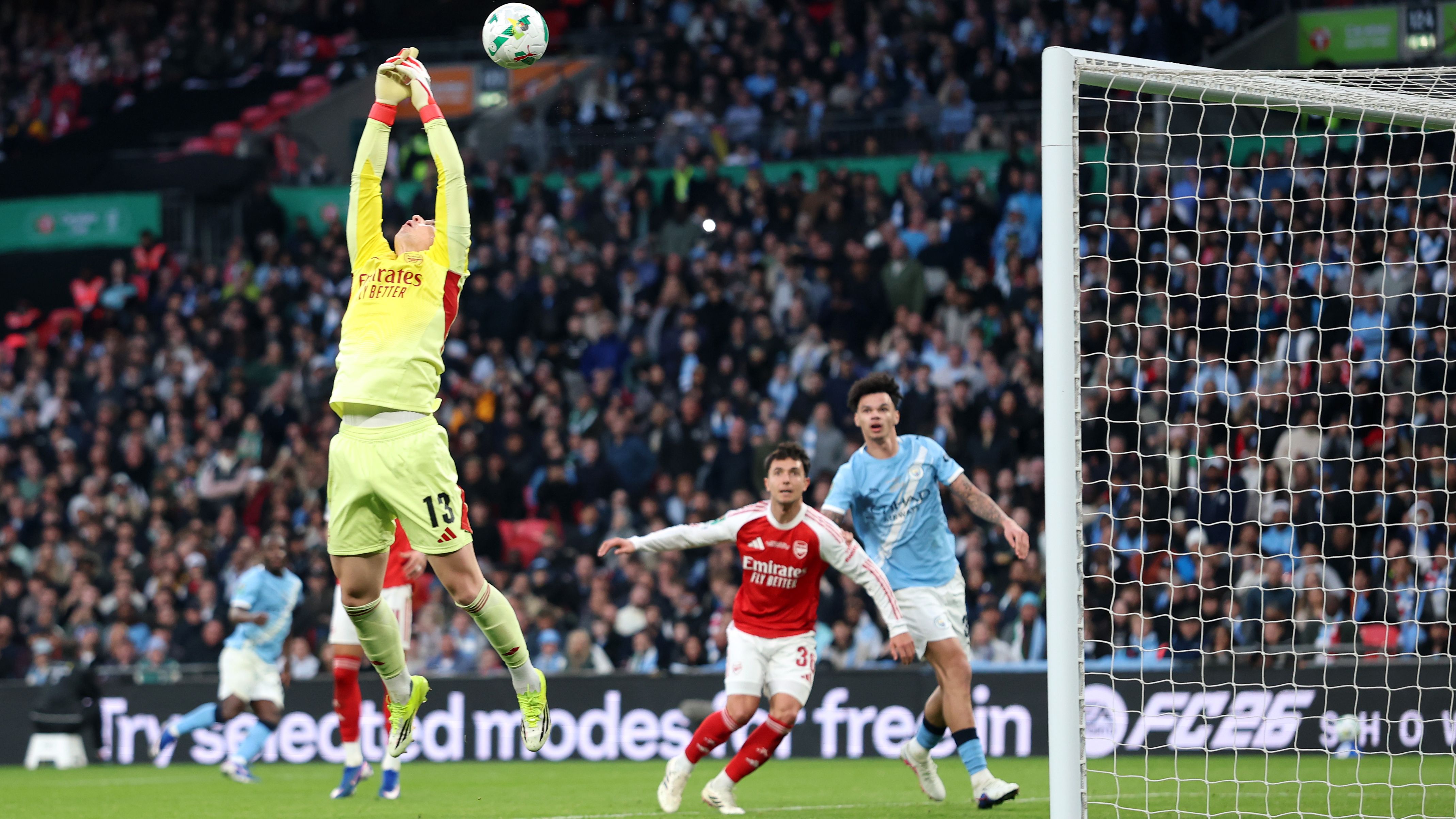 Arsenal vs Manchester City Carabao Cup Final image featuring Kepa Arrizabalaga at Wembley