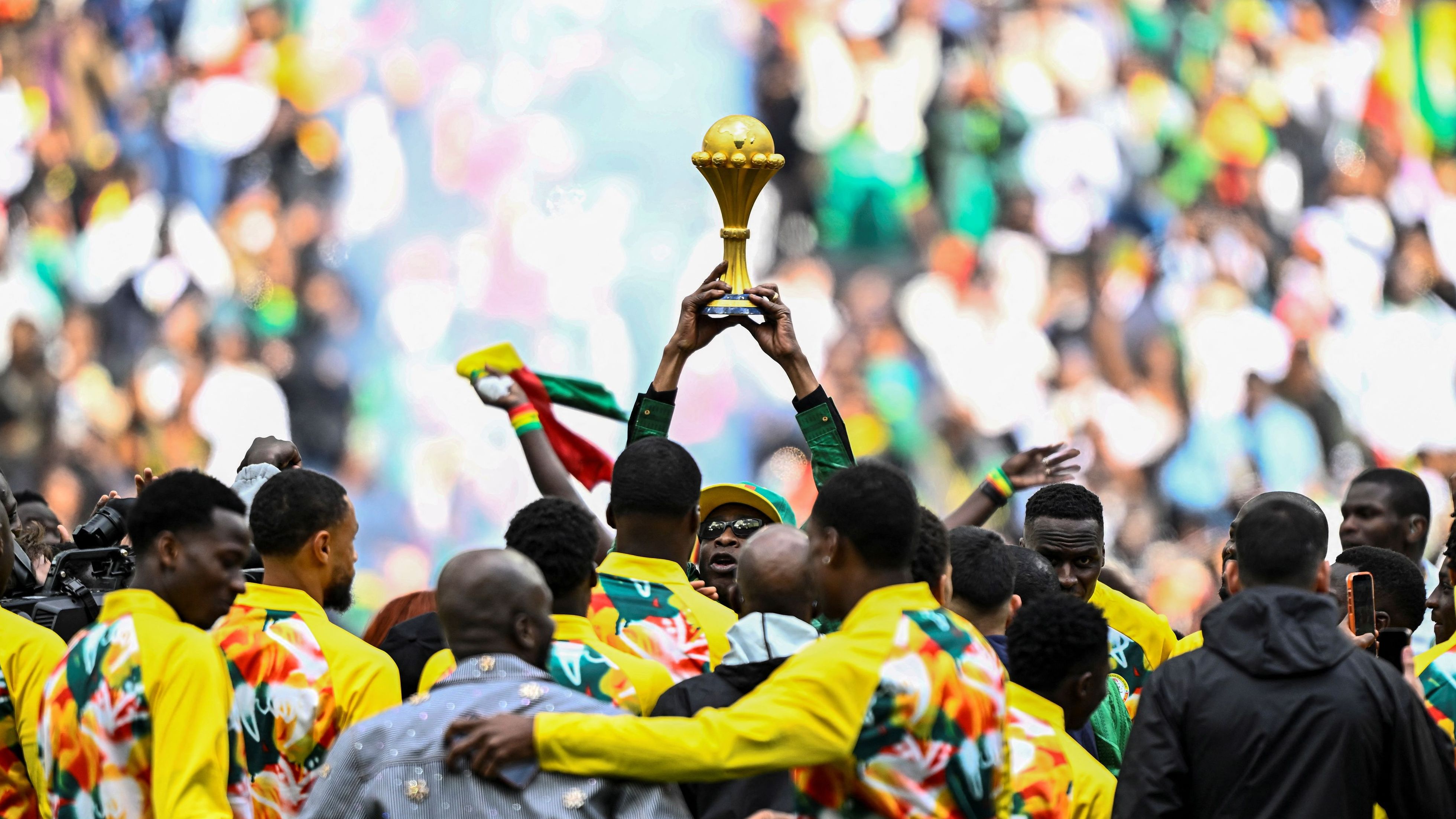 Senegal AFCON trophy celebration in Paris ahead of Gabon friendly