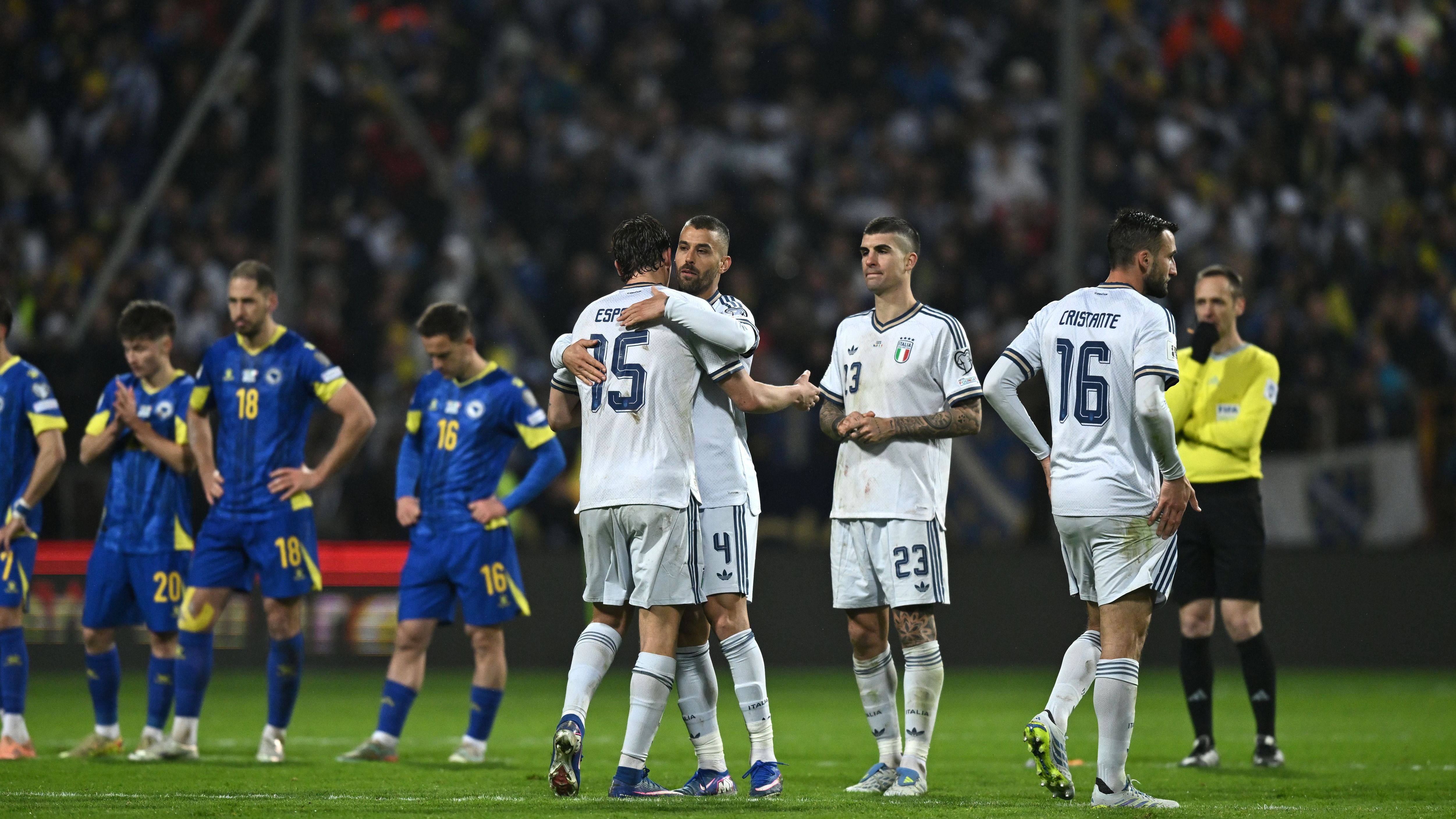 Bosnia and Herzegovina vs Italy 2026 World Cup Qualifiers Bastoni red card