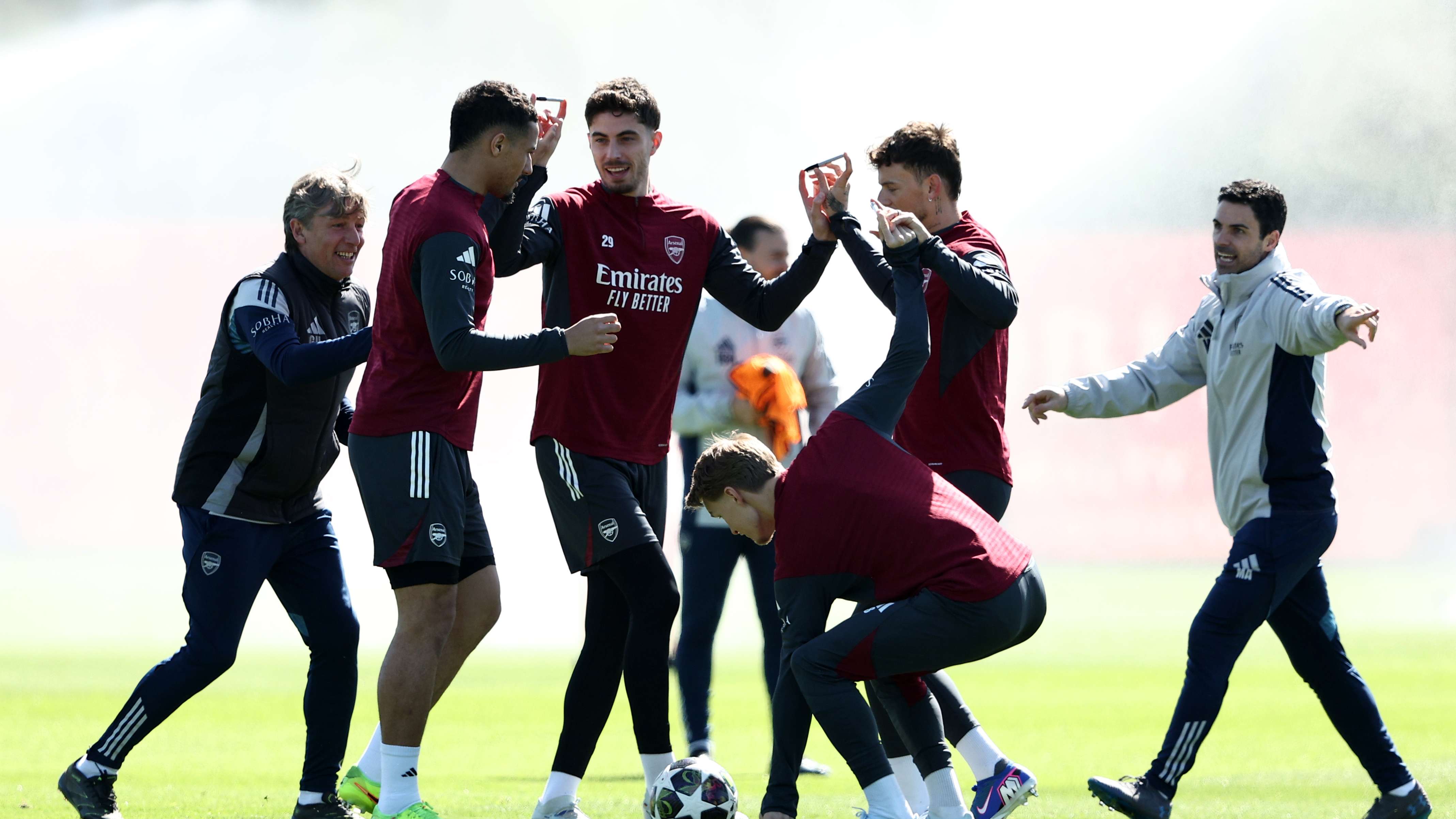 Arsenal FC Training Session And Press Conference - UEFA Champions League 2025/26 Quarter-Final First Leg