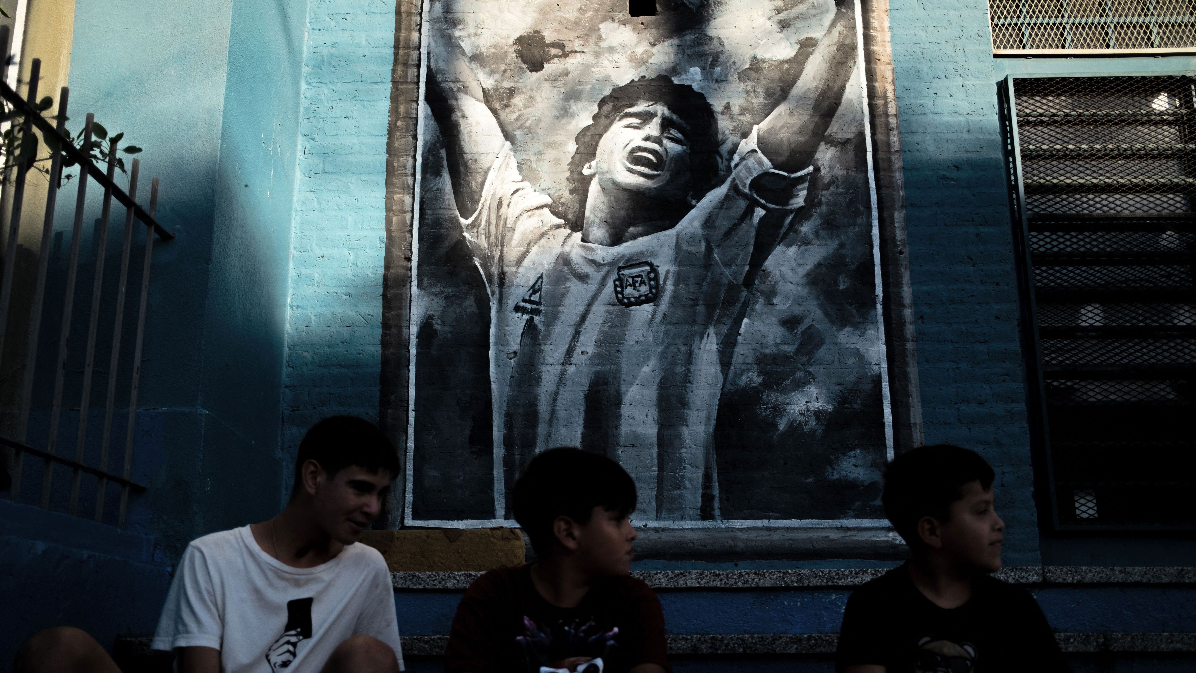 TOPSHOT-ARGENTINA-MARADONA-SOUP KITCHEN