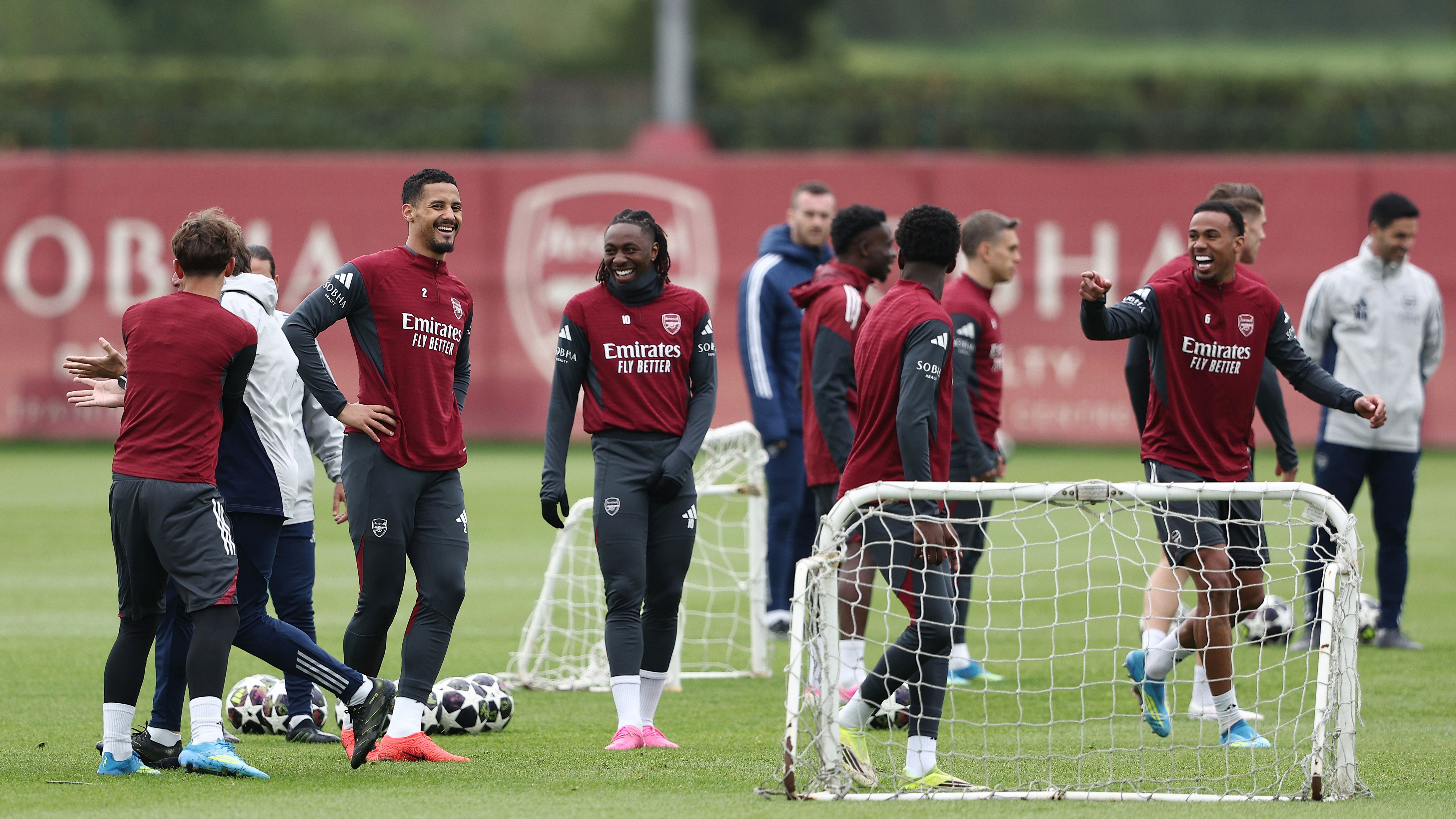 Arsenal FC Training Session And Press Conference - UEFA Champions League 2025/26 Semi Final First Leg