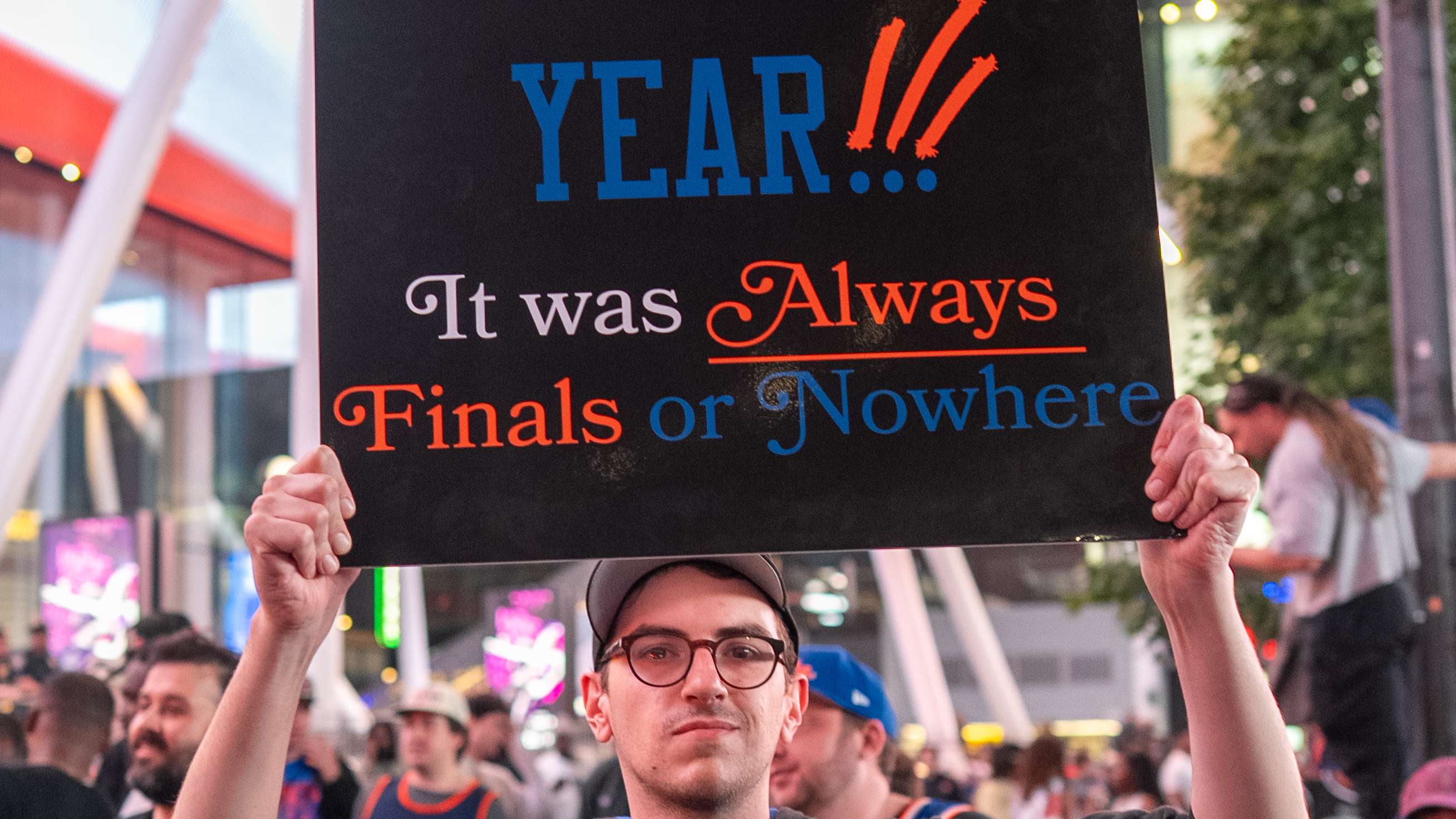 New York Knicks Fans Celebrate The Knicks Sweep Of The Cleveland Cavaliers In The Conference Finals