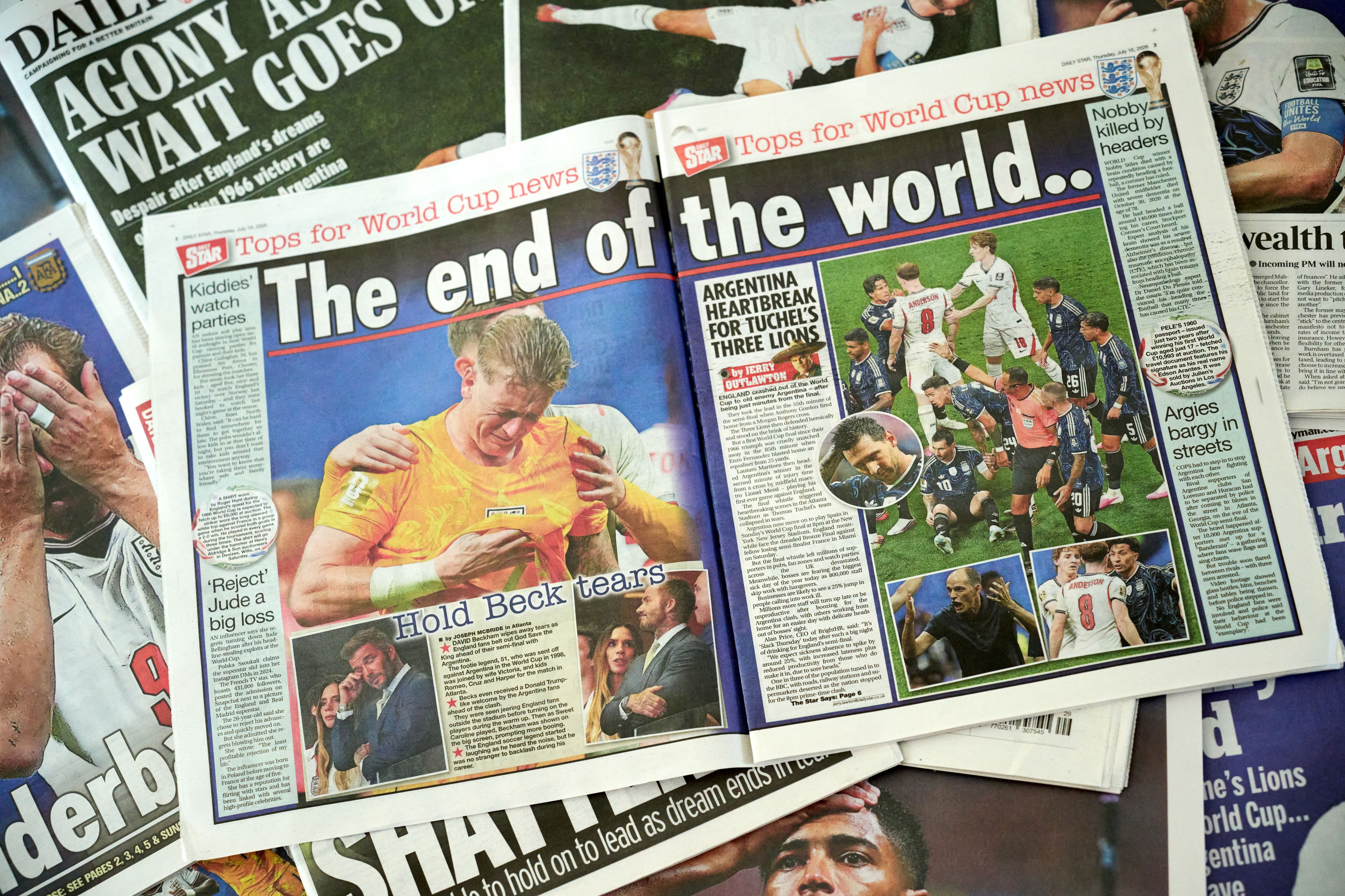 UK Press Notes England Loss To Argentina In Semi-Final FIFA World Cup Match