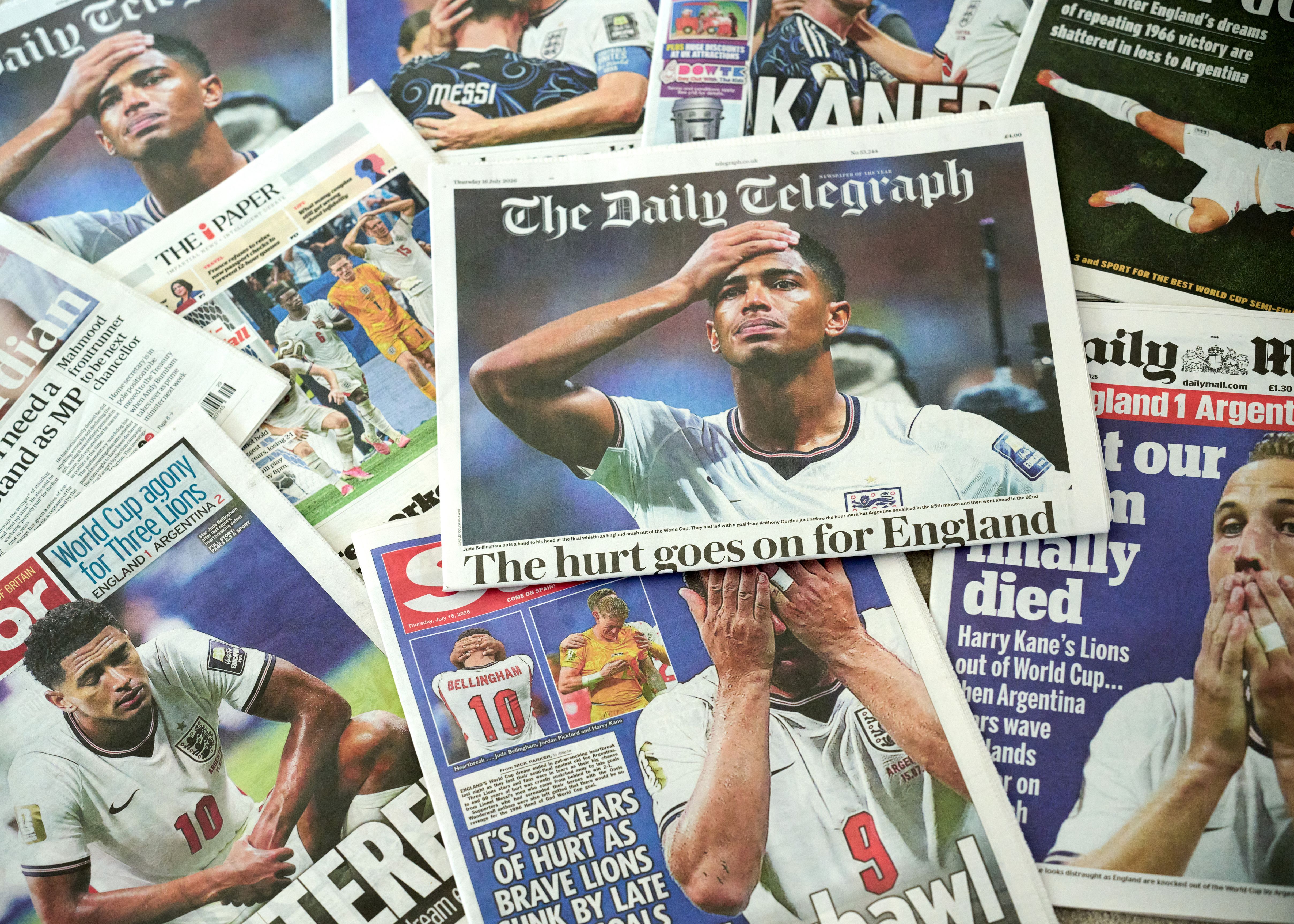 UK Press Notes England Loss To Argentina In Semi-Final FIFA World Cup Match