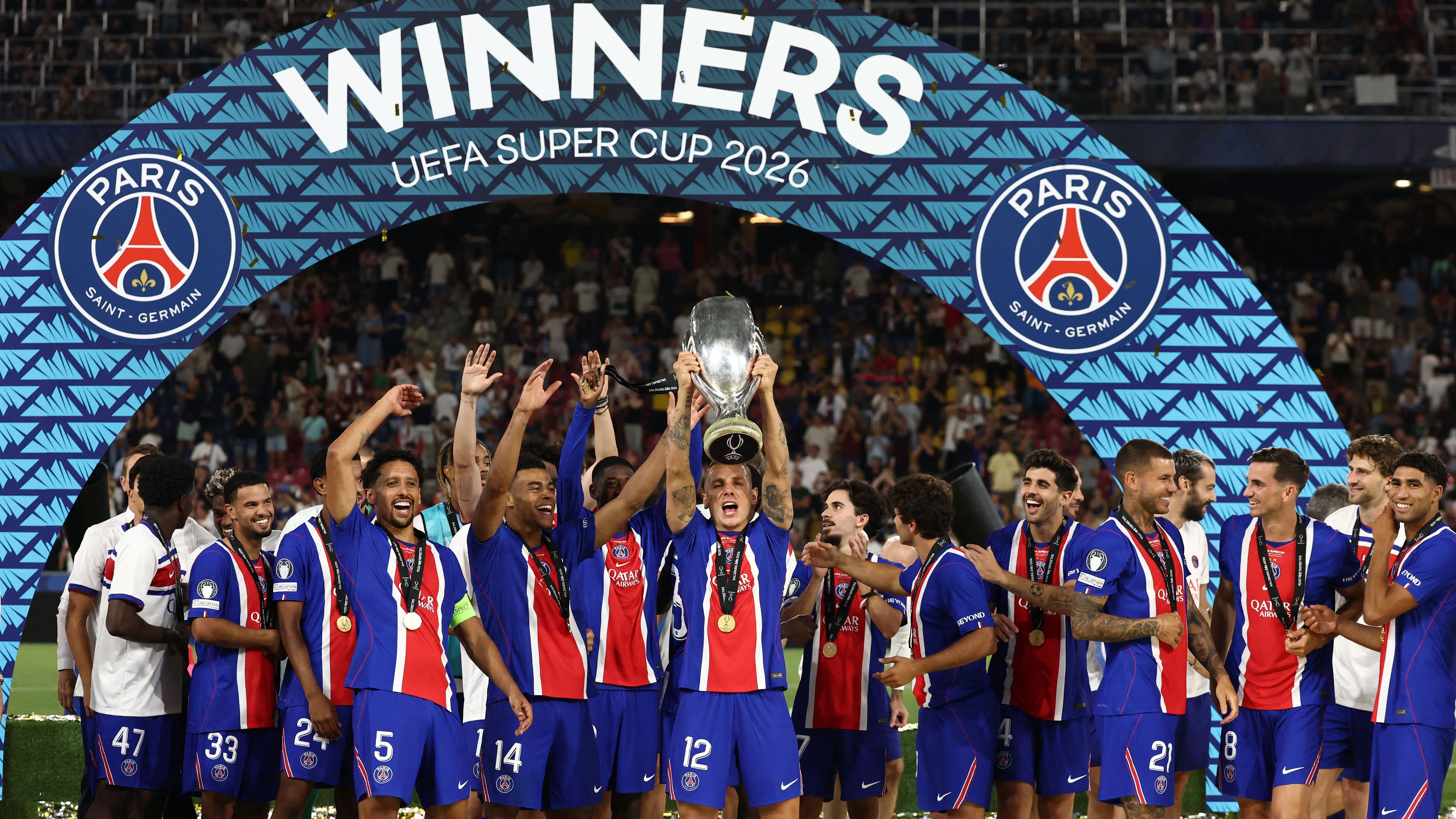 FBL-EUR-SUPERCUP-PSG-ASTON VILLA-TROPHY