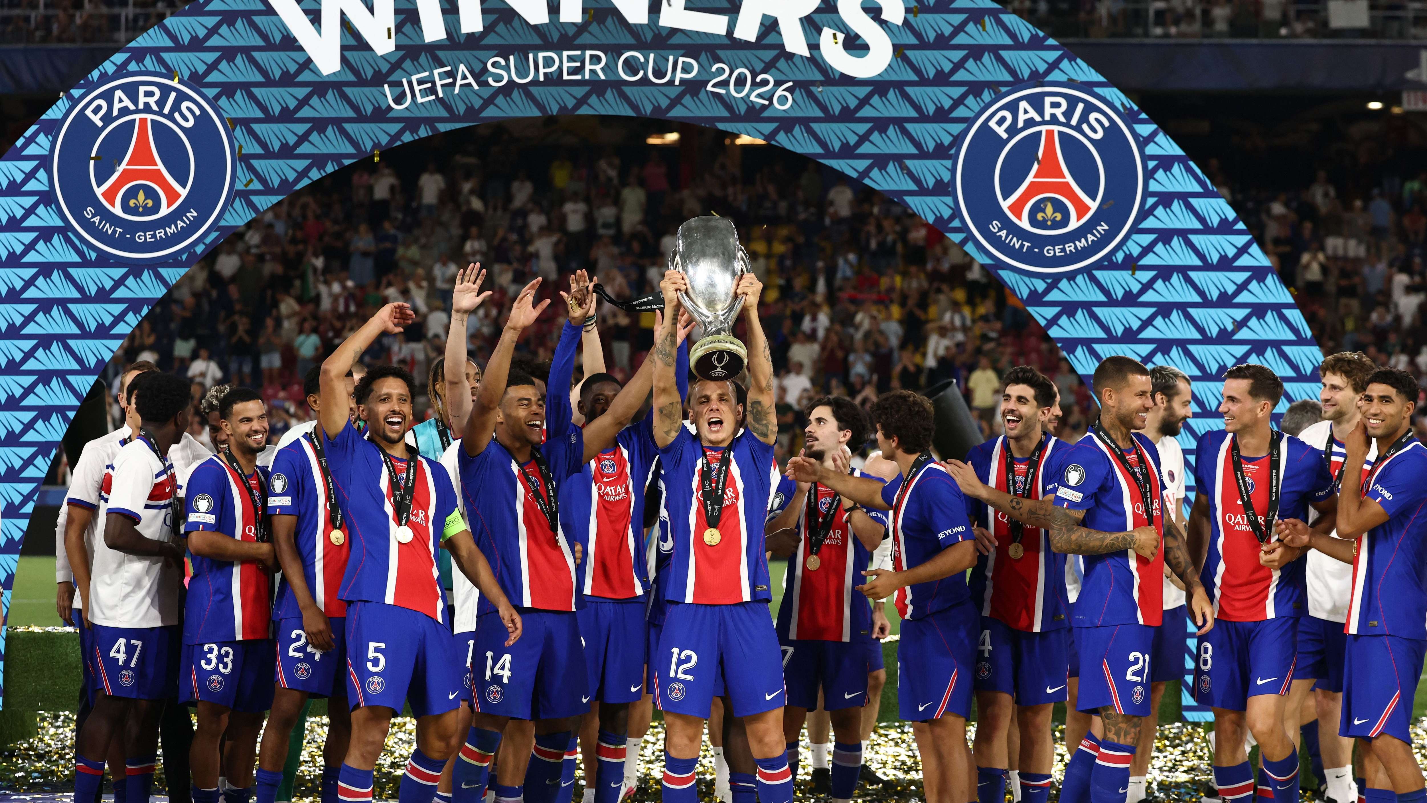 FBL-EUR-SUPERCUP-PSG-ASTON VILLA-TROPHY