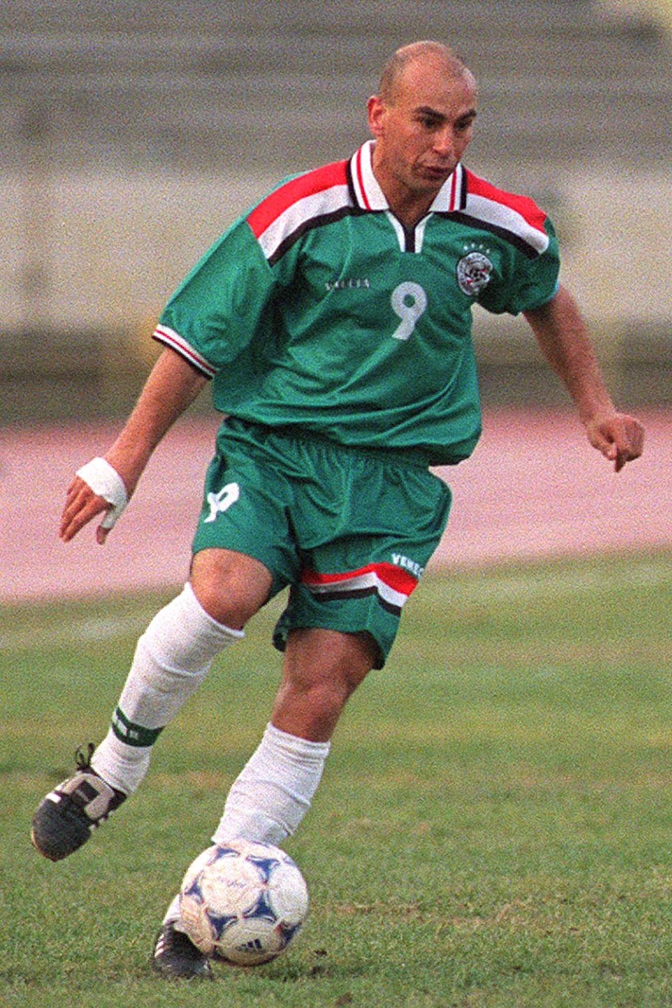 Egyption soccer star Hossam Hassan plays against C