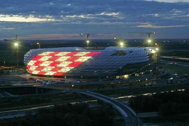 The facade of the Allianz-Arena football