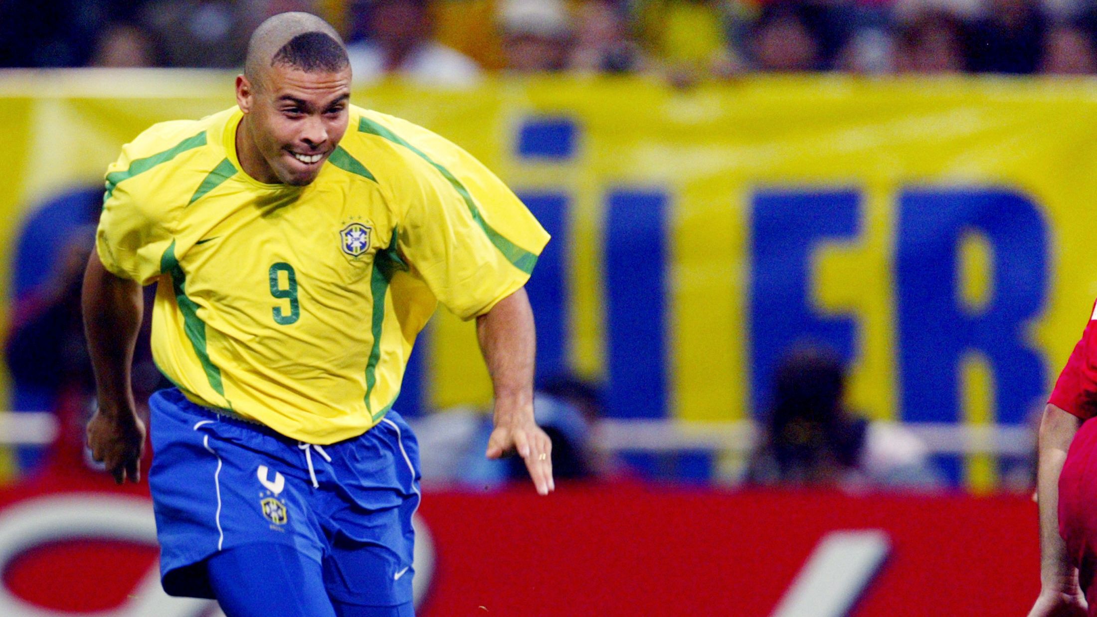 Brazil's forward Ronaldo kicks the ball to scores