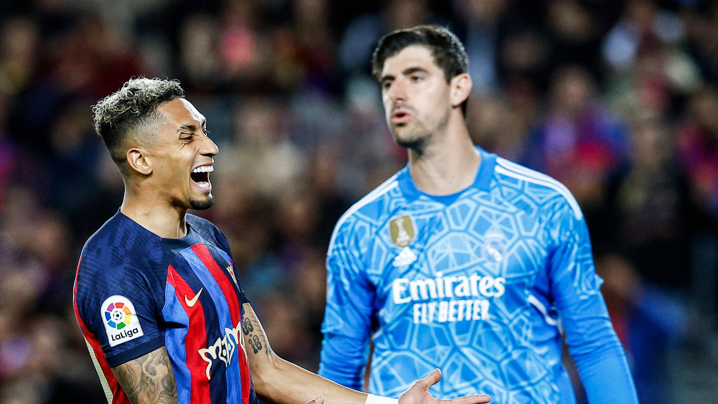 كابوس كورتوا.. رافينيا يهدد ريال مدريد بسجل مرعب