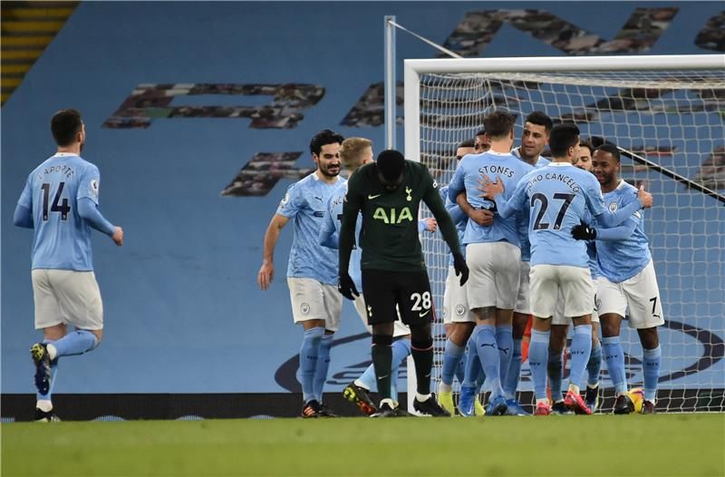 فرحة لاعبي السيتي 