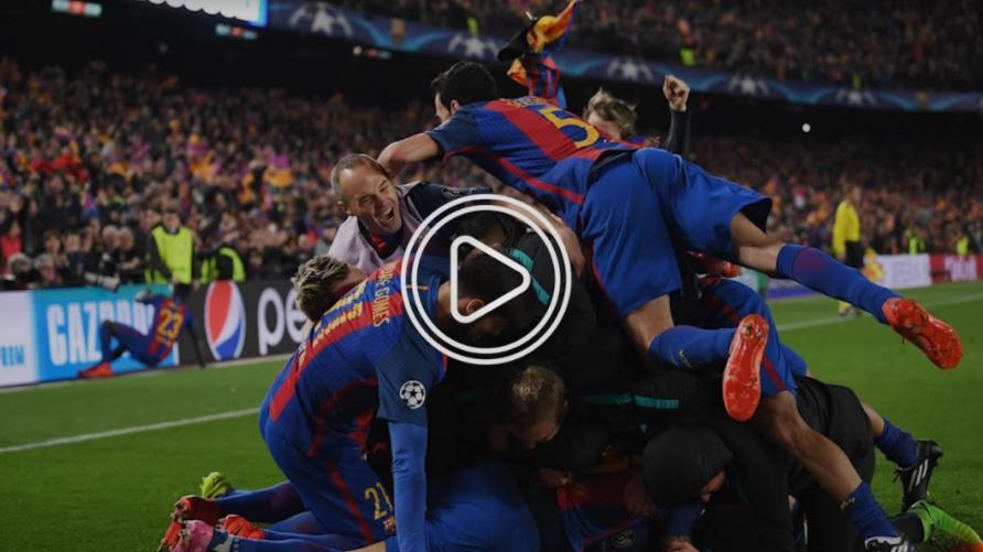 فرحة لاعبي برشلونة