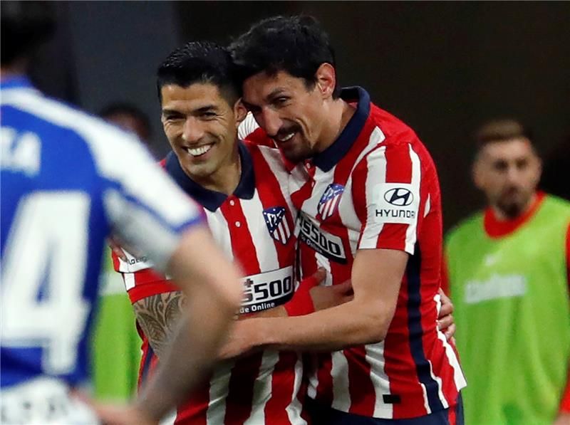 فرحة لاعبي أتلتيكو مدريد 