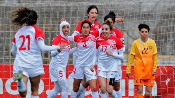 فرحة لاعبات الأردن بهدف التعديل