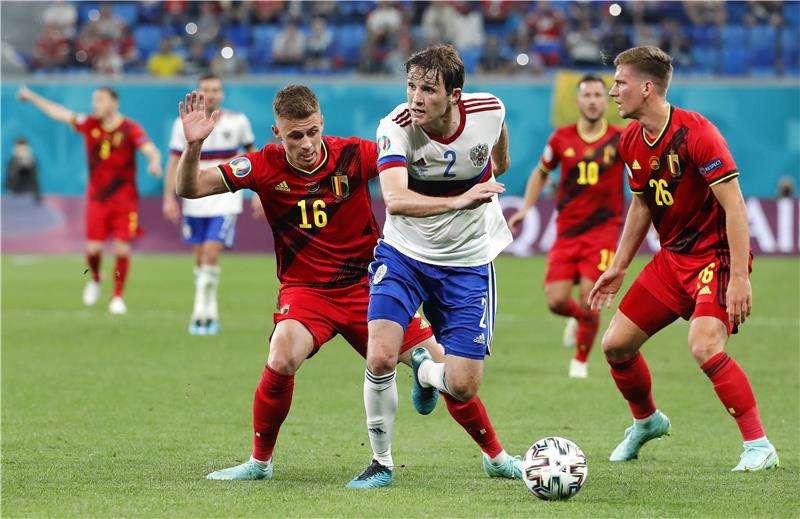 من مباراة روسيا وبلجيكا